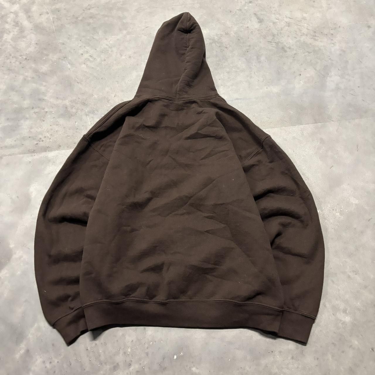 Japanese Brand × Vintage Crazy Vintage Y2K/2000s Brown Embroidered Streetwear Essential Hoodie! Size US L / EU 52-54 / 3 - 7 Thumbnail