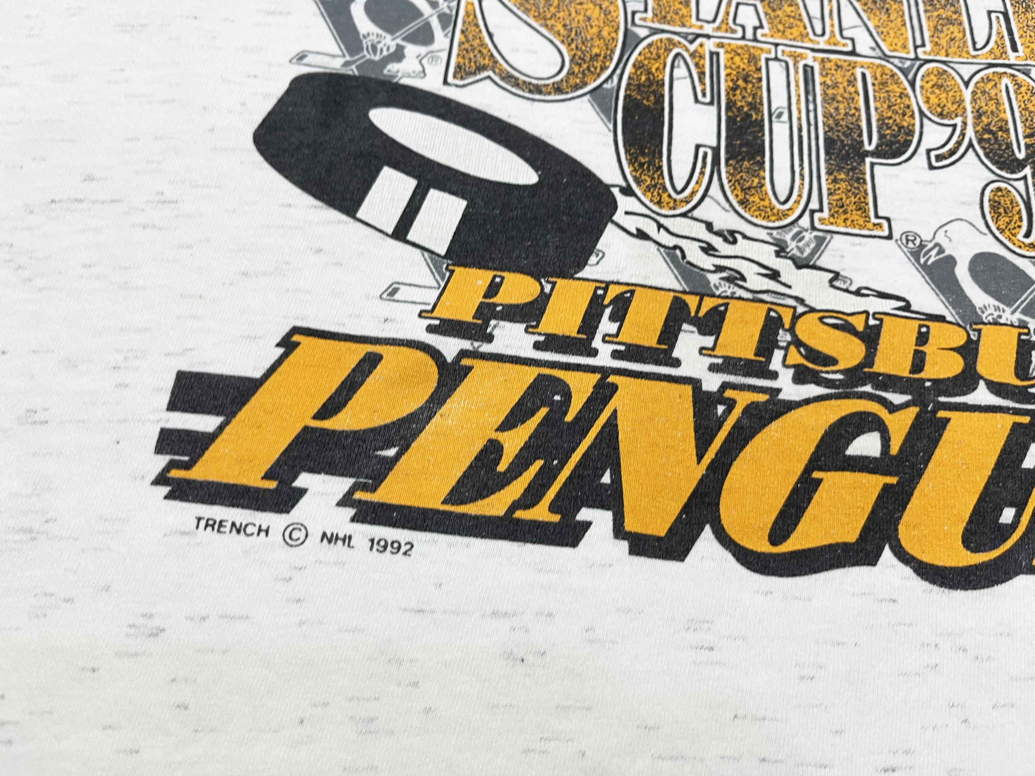 NHL Vintage Trench 1992 NHL Pittsburgh Penguins Hockey T-Shirt Size US L / EU 52-54 / 3 - 4 Thumbnail