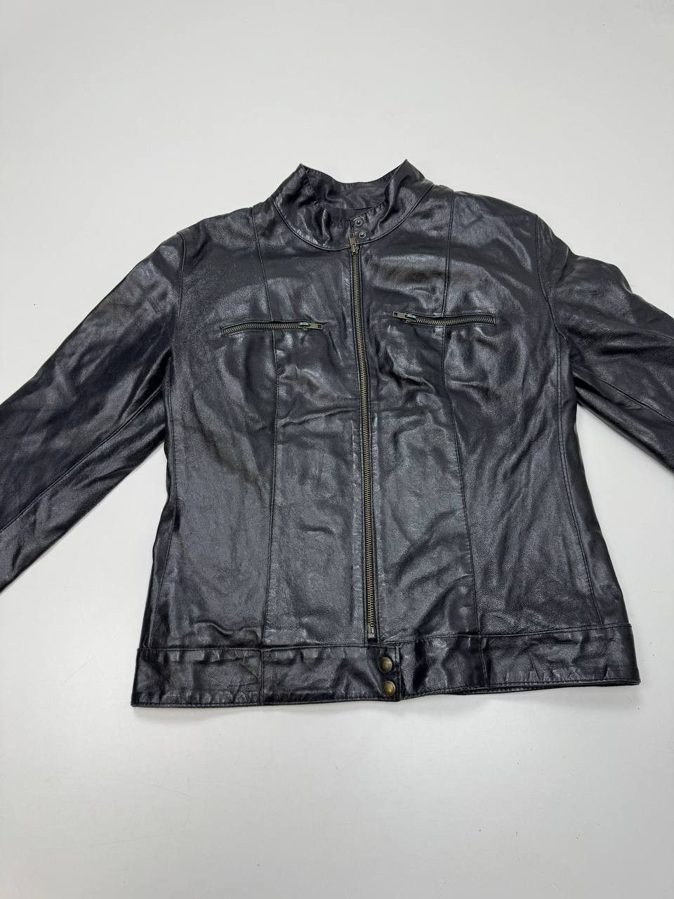 Vera Pelle Vintage leather biker jacket for women L Size L / US 10 / IT 46 - 2 Thumbnail