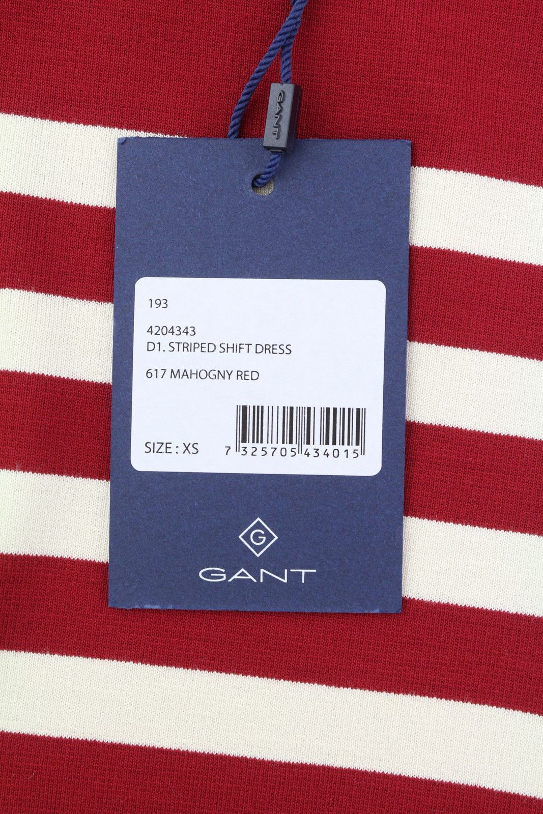 Gant STRIPED SHIFT XS Burgundy Round Neck Dress 85005 Size XS / US 0-2 / IT 36-38 - 7 Thumbnail