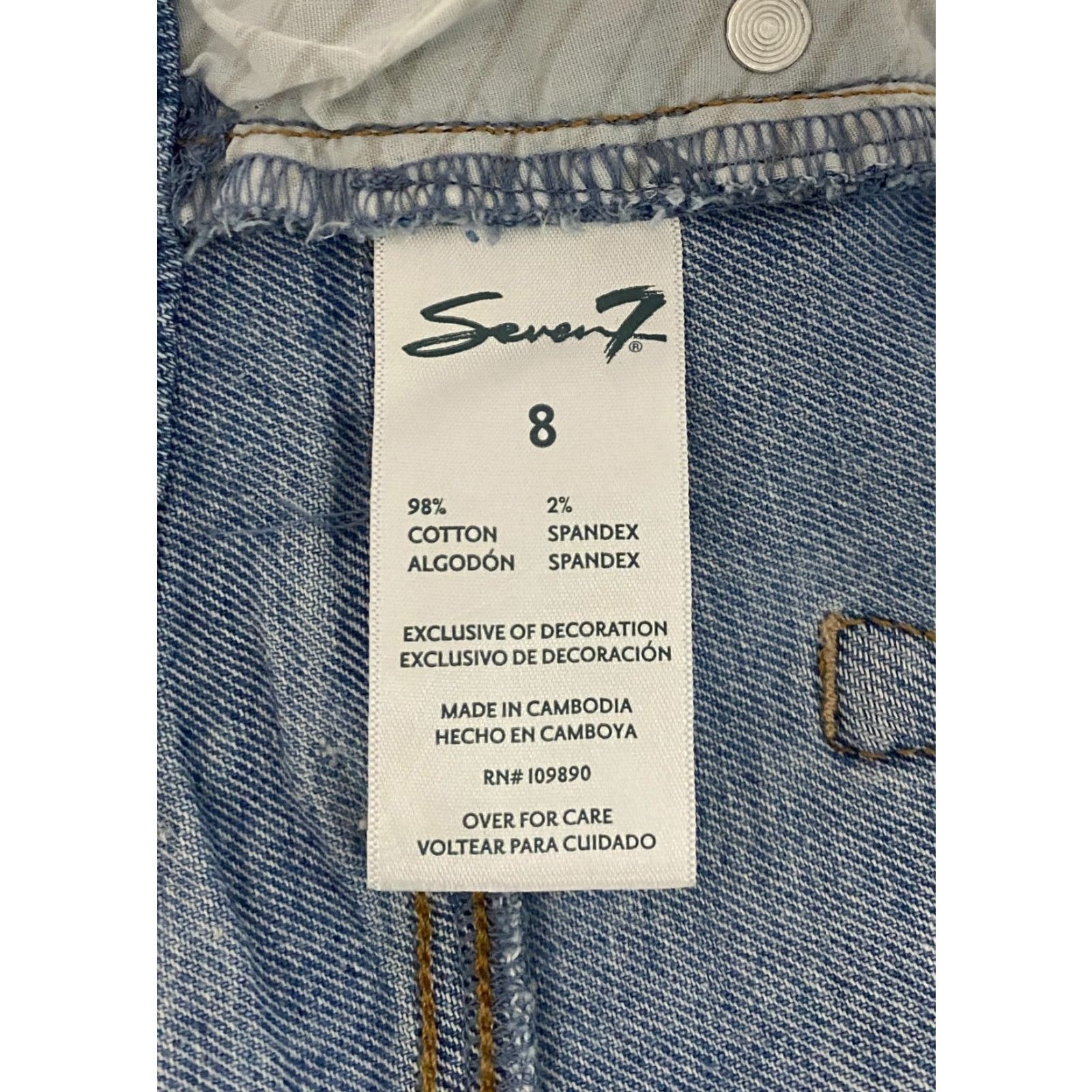 Vintage Seven7 Womens Jeans Cropped High Rise Blue 8 Distressed Cropped 5-Pocket Denim Stretch Jeans Womens Size 30" / US 8 / IT 44 - 6 Thumbnail