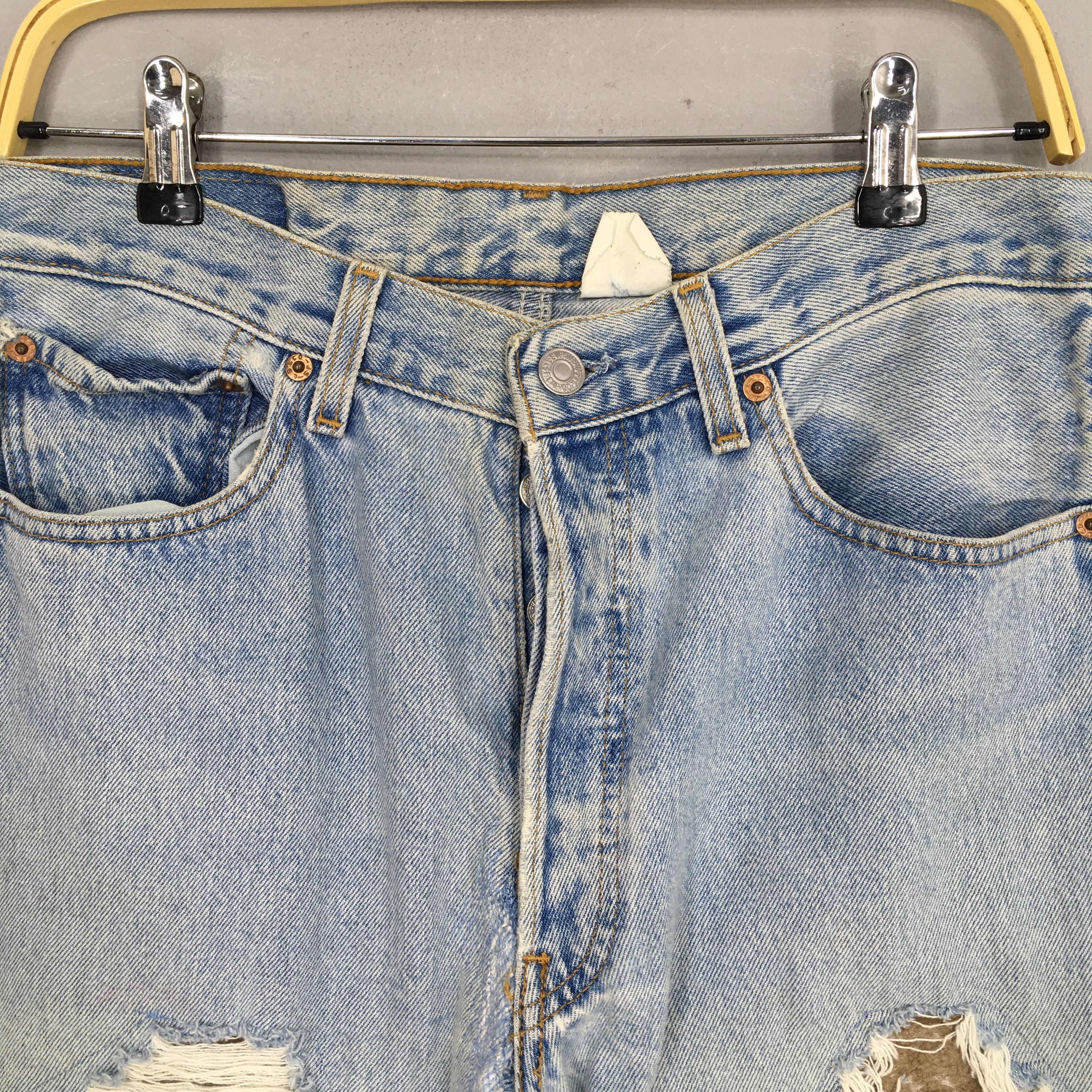 Levi's Size 31x29 Vintage 90s Levi's 501 Distressed Jeans S1576 Size US 31 - 2 Thumbnail