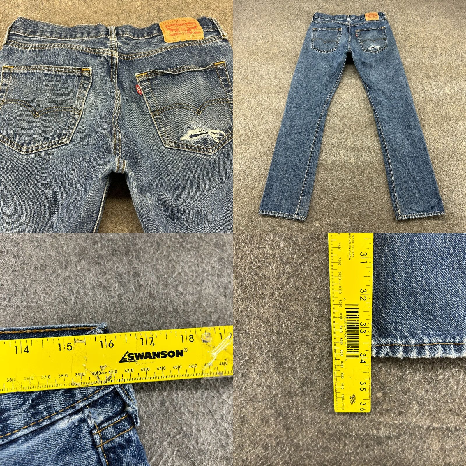 Levi's Levi's 501 Jeans Mens 32x34 Blue Straight Regular Medium Distressed 5-Pocket Denim Regular Fit Button Fly Jeans Mens Women? Size US 32 / EU 48 - 10 Thumbnail