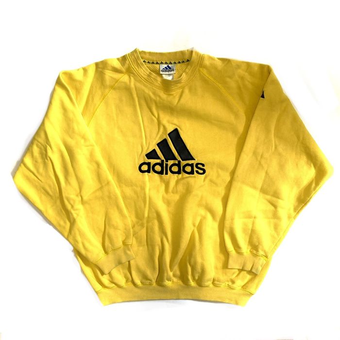 Vintage Adidas Equipment Yellow Plain Sweater Small 90's Adidas