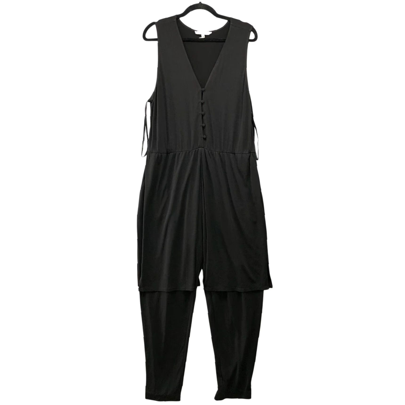 BCBGeneration **Womens Black V-Neck Jersey Knit Sleeveless Jumpsuit** User: **Womens Black V-Neck Jersey Knit Sleeveless Jumpsuit** Size L / US 10 / IT 46 - 2 Thumbnail