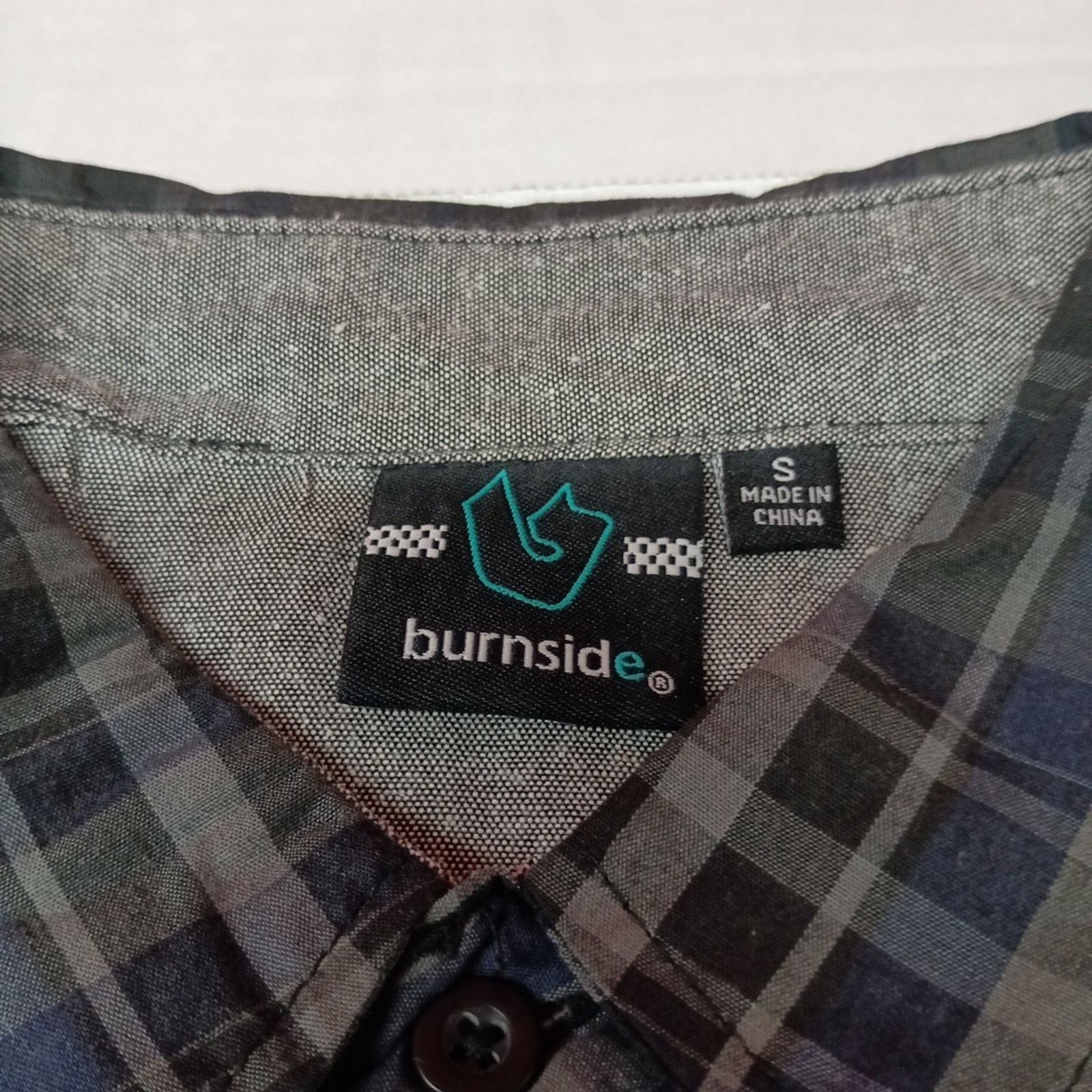 Burnside Burnside Mens S Shirt Button Up Blue Black Gray Plaid Casual Size US S / EU 44-46 / 1 - 3 Thumbnail