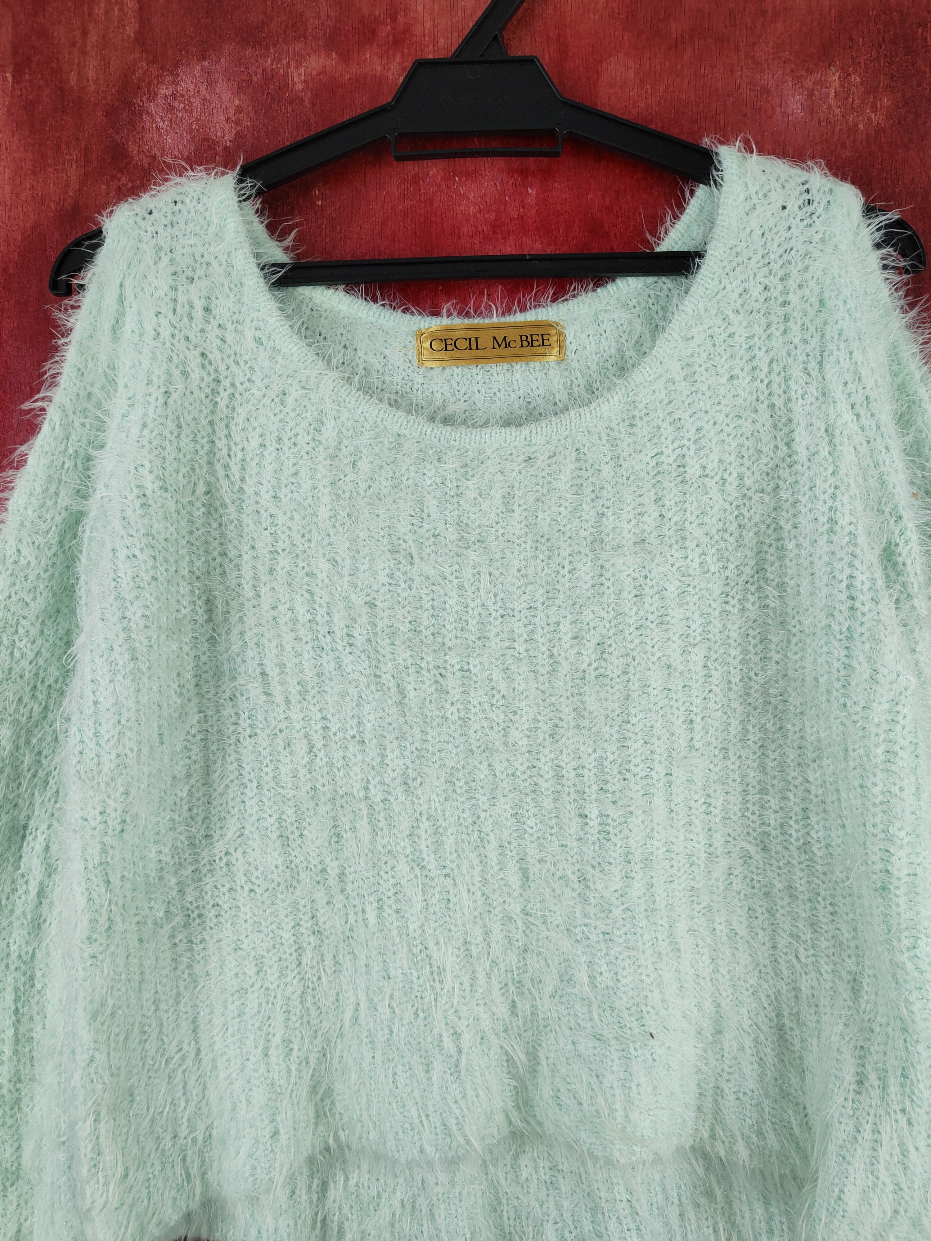 Japanese Brand Cecil McBee Green Shag Shaggy Fur Mohair Knitwear #S2027 Size M / US 6-8 / IT 42-44 - 2 Thumbnail