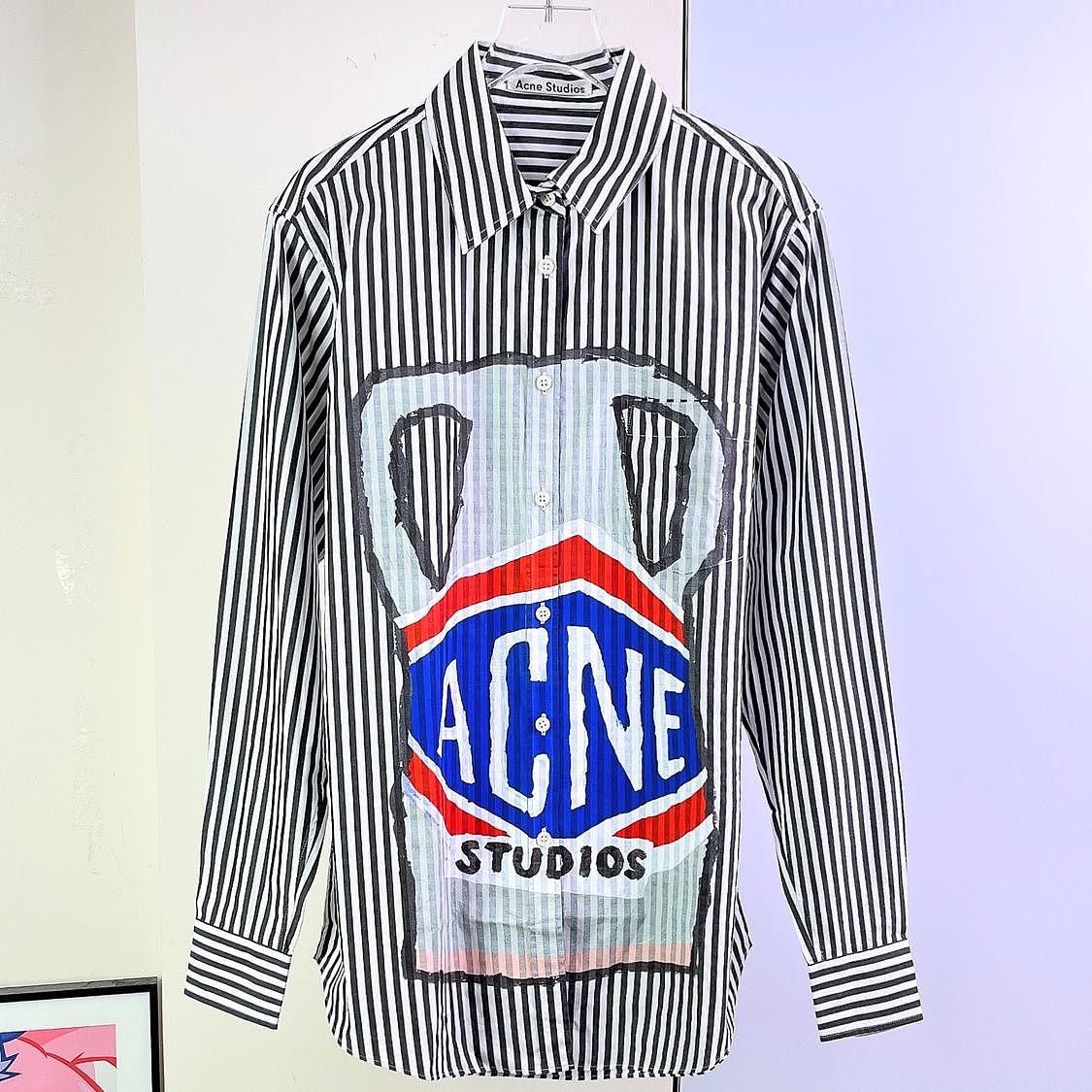 Acne Studios Acne Studios Striped Graphic Shirt Size S Size US S / EU 44-46 / 1 - 1 Thumbnail