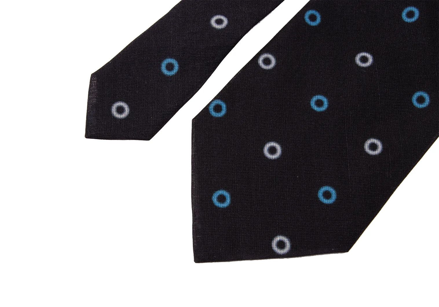 Issey Miyake Silk Ring-Dyed Printed Tie in Dark Navy and Light Blue Size ONE SIZE - 4 Thumbnail