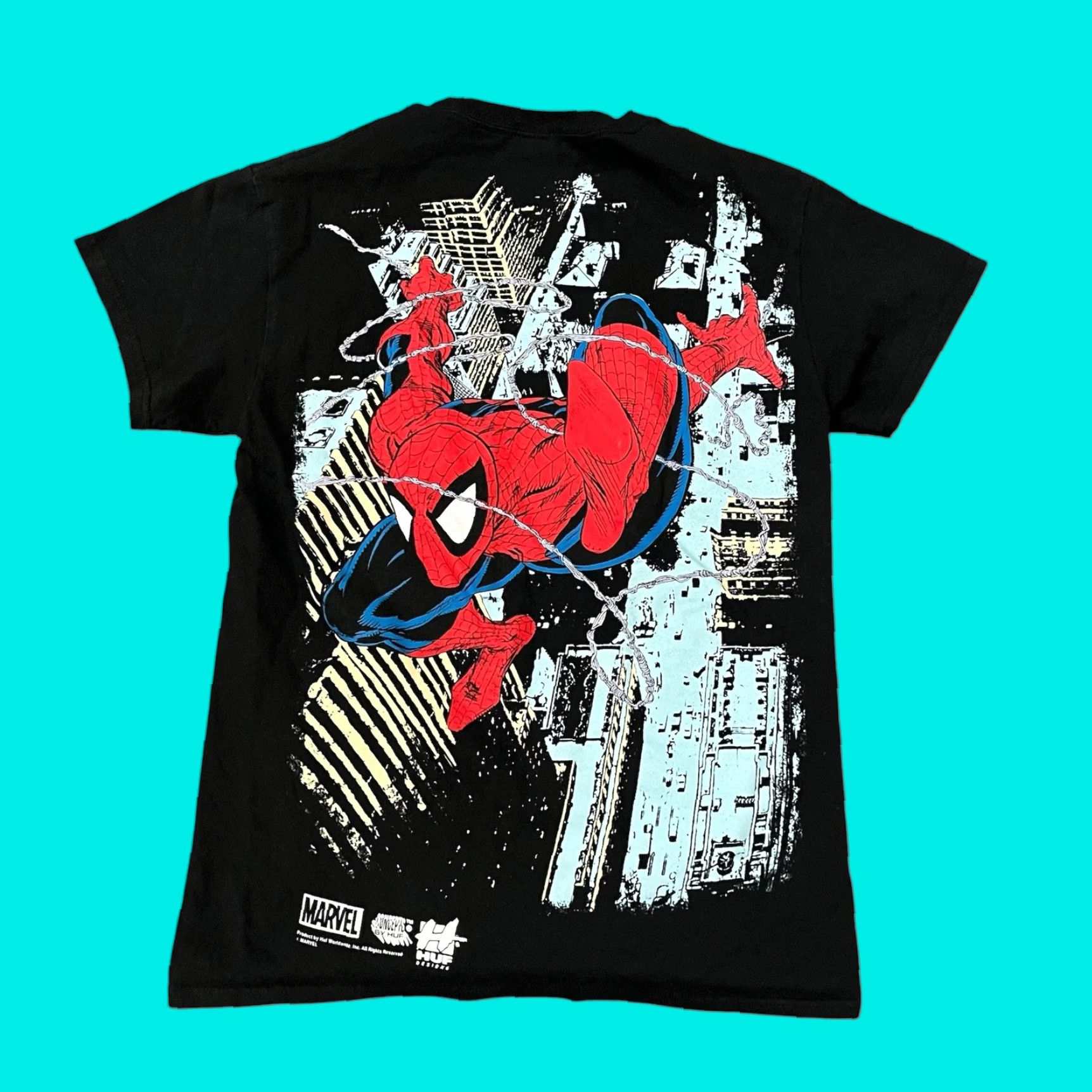 Huf VINTAGE HUF Spider-Man Graphic T-Shirt Mens Small Black Marvel Comics Streetwear Size US S / EU 44-46 / 1 - 1 Thumbnail