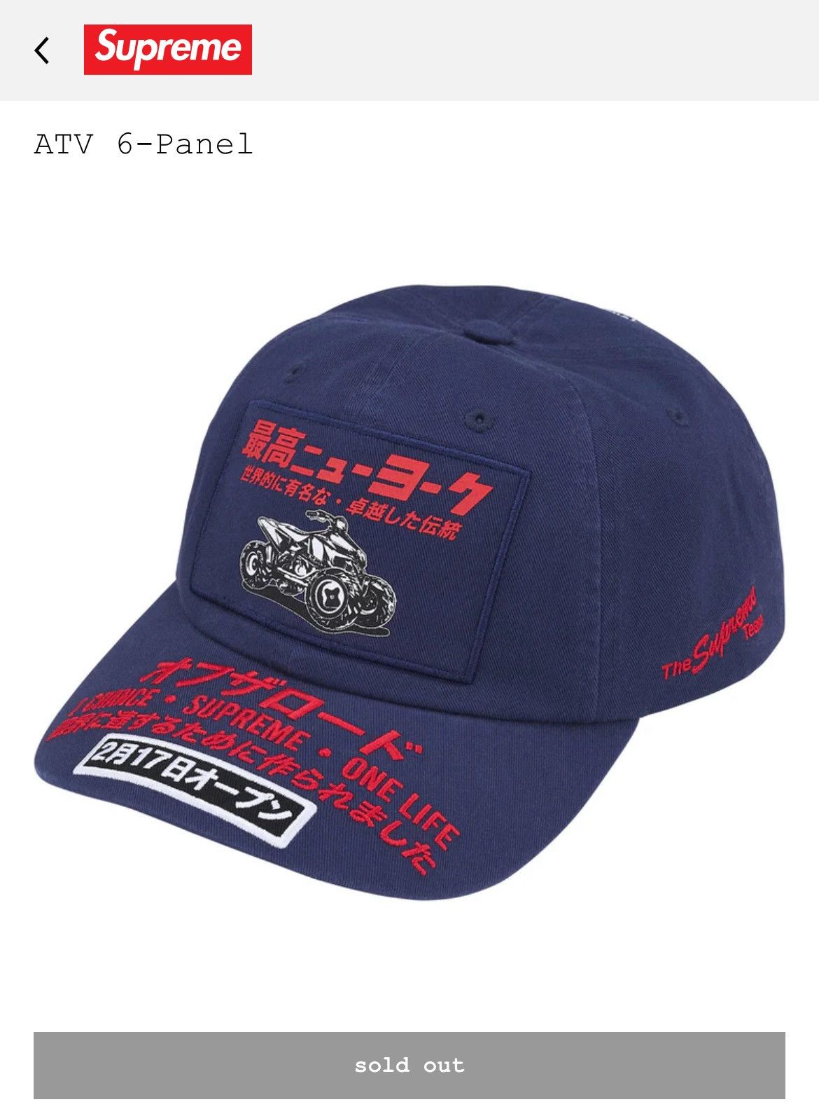 Supreme Supreme ATV 6 Panel Navy Size ONE SIZE - 1 Thumbnail