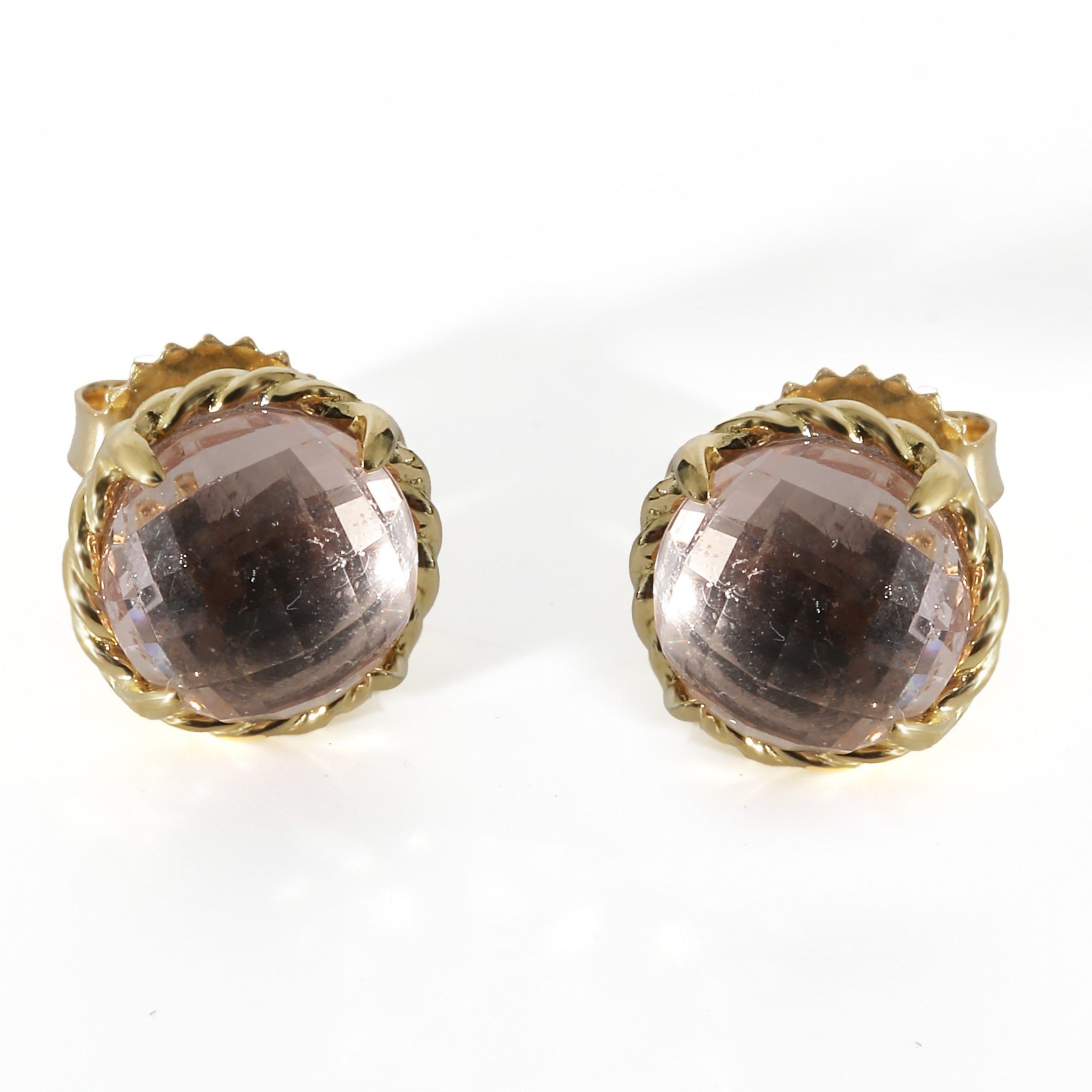 David Yurman David Yurman Chatelaine Morganite Stud Earrings in 18K Yellow Gold Size ONE SIZE - 1 Thumbnail
