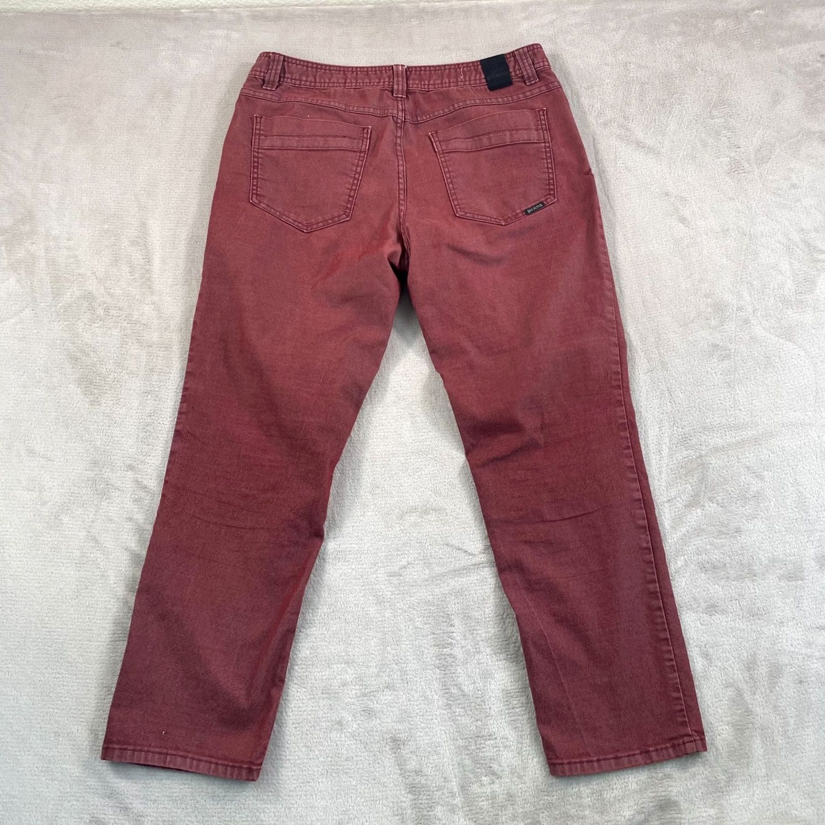 Prana prAna Bridger Jeans Men 34x28 Red Slim Fit Stretch Denim Straight Leg Hike Camp Size US 34 / EU 50 - 4 Thumbnail