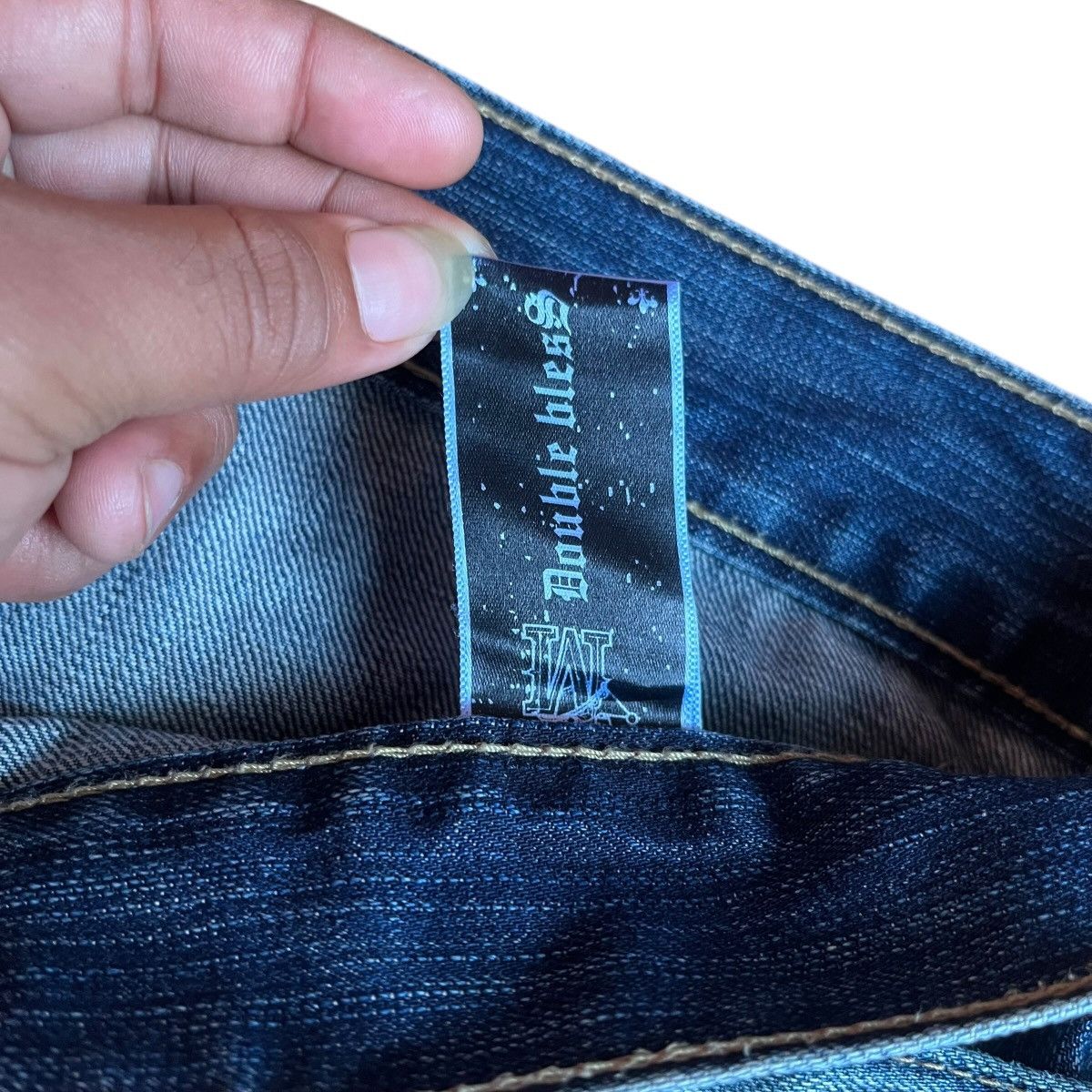 Japanese Brand Y2K Double Waist Studded Denim Pants Size US 33 - 6 Thumbnail