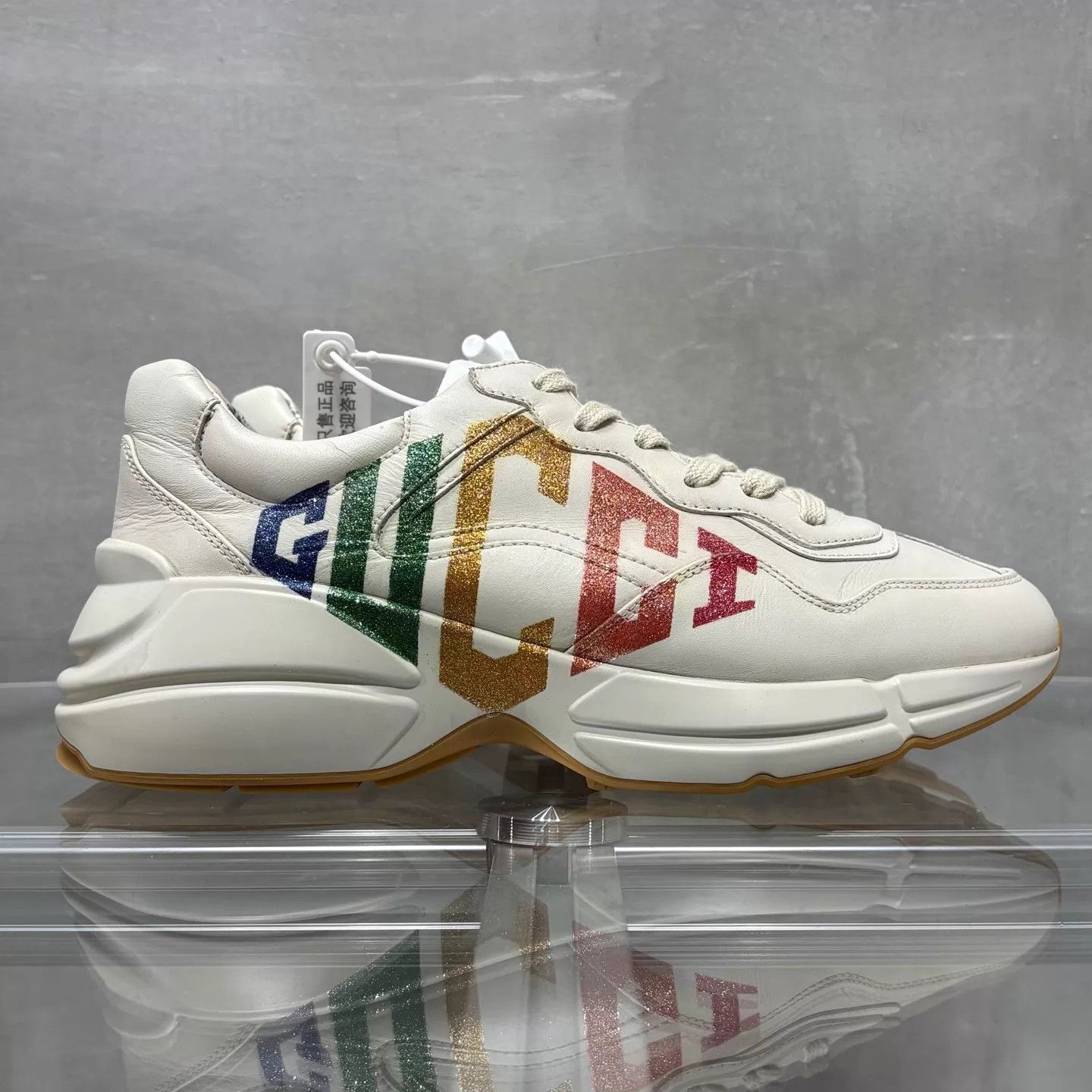 Gucci Gucci Rainbow Sequin Dad Sneaker Cream 38 Size US 7.5 / IT 37.5 - 4 Thumbnail