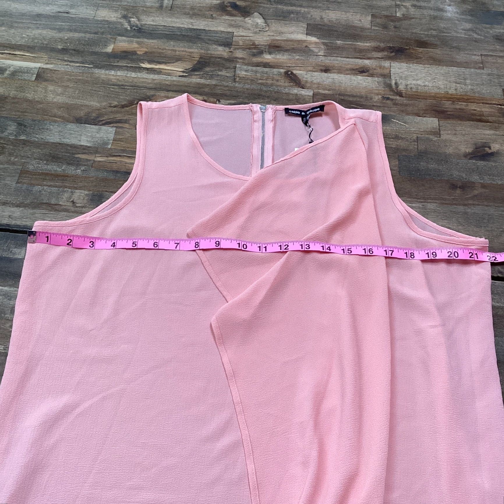 Vintage CABLE & GAUGE Tunic Top Women XL Blossom Pink Sleeveless Ruffle Asymmetric Hem Size XL / US 12-14 / IT 48-50 - 5 Thumbnail