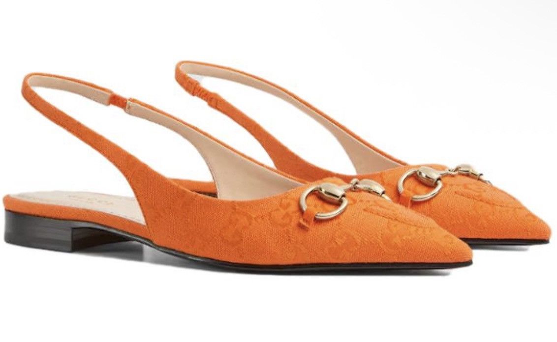 Gucci Gucci Horsebit GG Print Fabric Upper 1.5cm Flats Orange Size US 7.5 / IT 37.5 - 1 Thumbnail