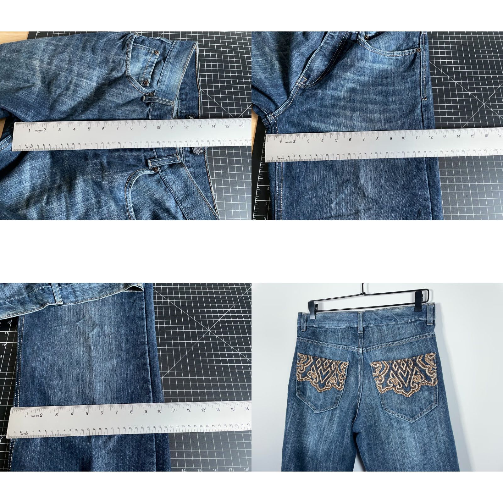 Avirex VINTAGE Avirex Jeans Baggy Straight Leg Men's 32 x 29 Blue Denim Embroidered Y2K Skater Regular 5-Pocket Denim Cotton Polyester Size US 32 / EU 48 - 8 Thumbnail