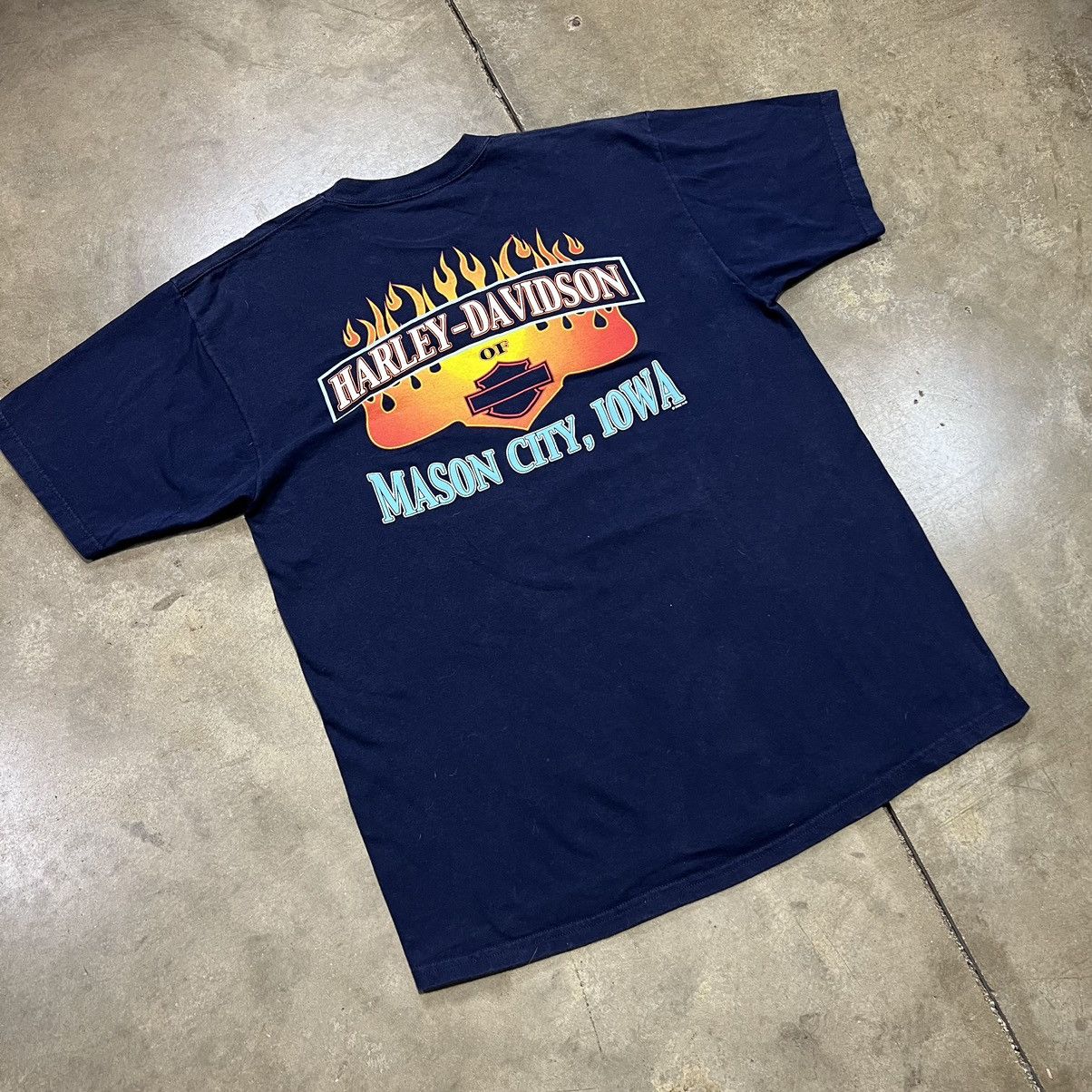 Harley Davidson × Vintage Vintage Harley Davidson Biker Tee Flame Spell Out Eagle Flag Size US XL / EU 56 / 4 - 6 Thumbnail
