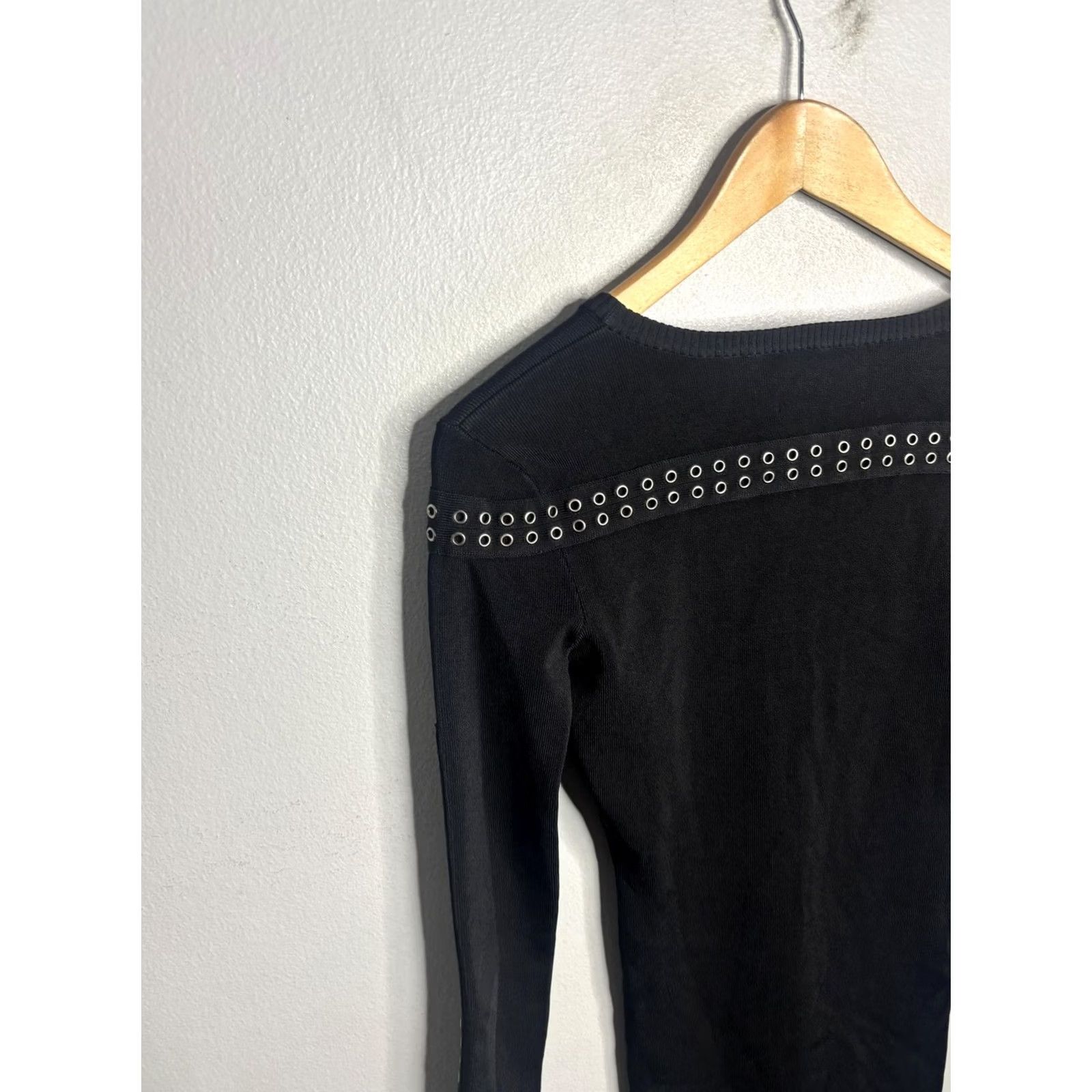 Gestuz Gestuz Sweater Dress Womens Small Black Eyelet Grommet Long Sleeve Bodycon Size S / US 4 / IT 40 - 5 Thumbnail