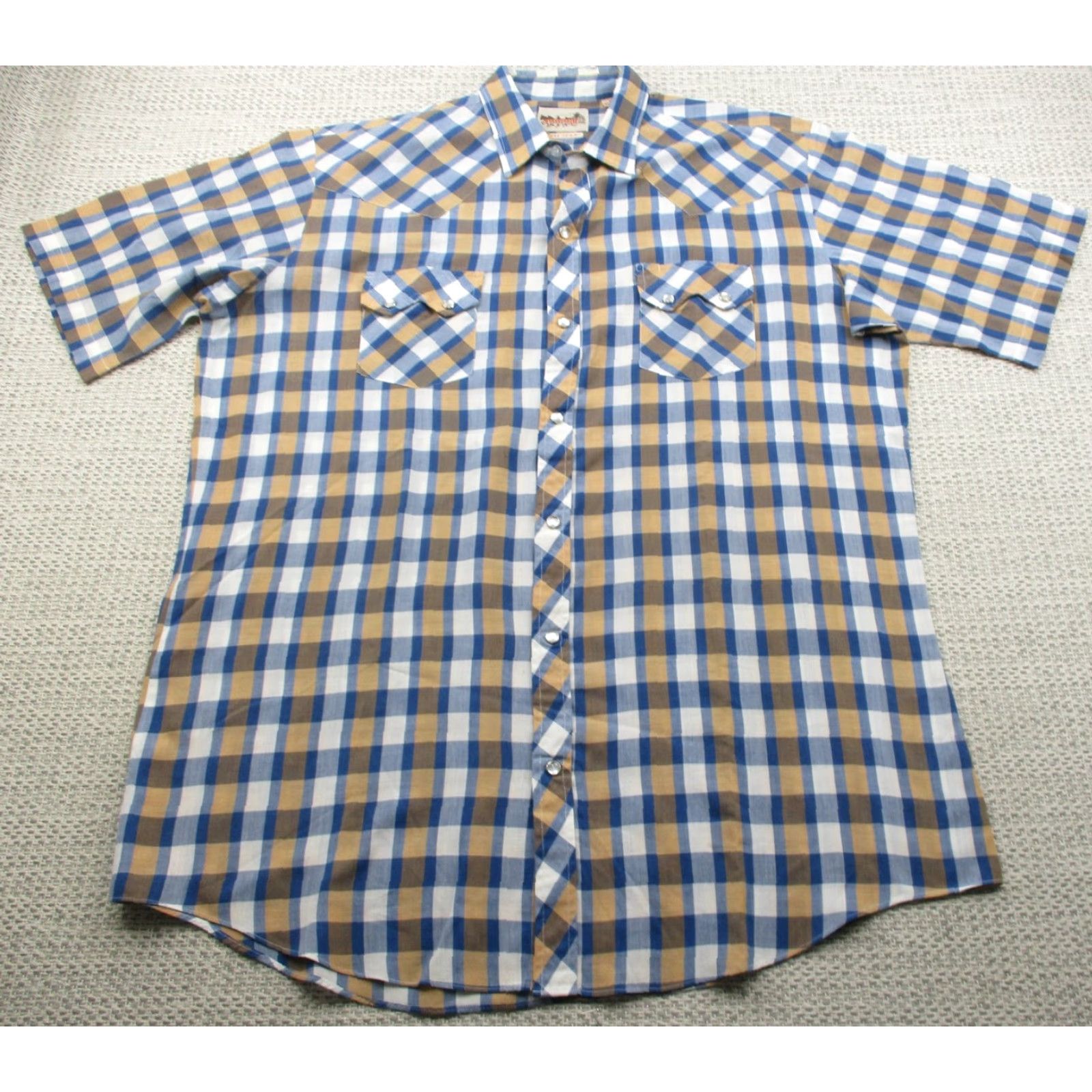 Vintage VINTAGE Stagecoach Western Wear Shirt Mens XLT Blue Tan Plaid Pearl Snap Tall Man Cowboy Shirt Size US XL / EU 56 / 4 - 2 Thumbnail