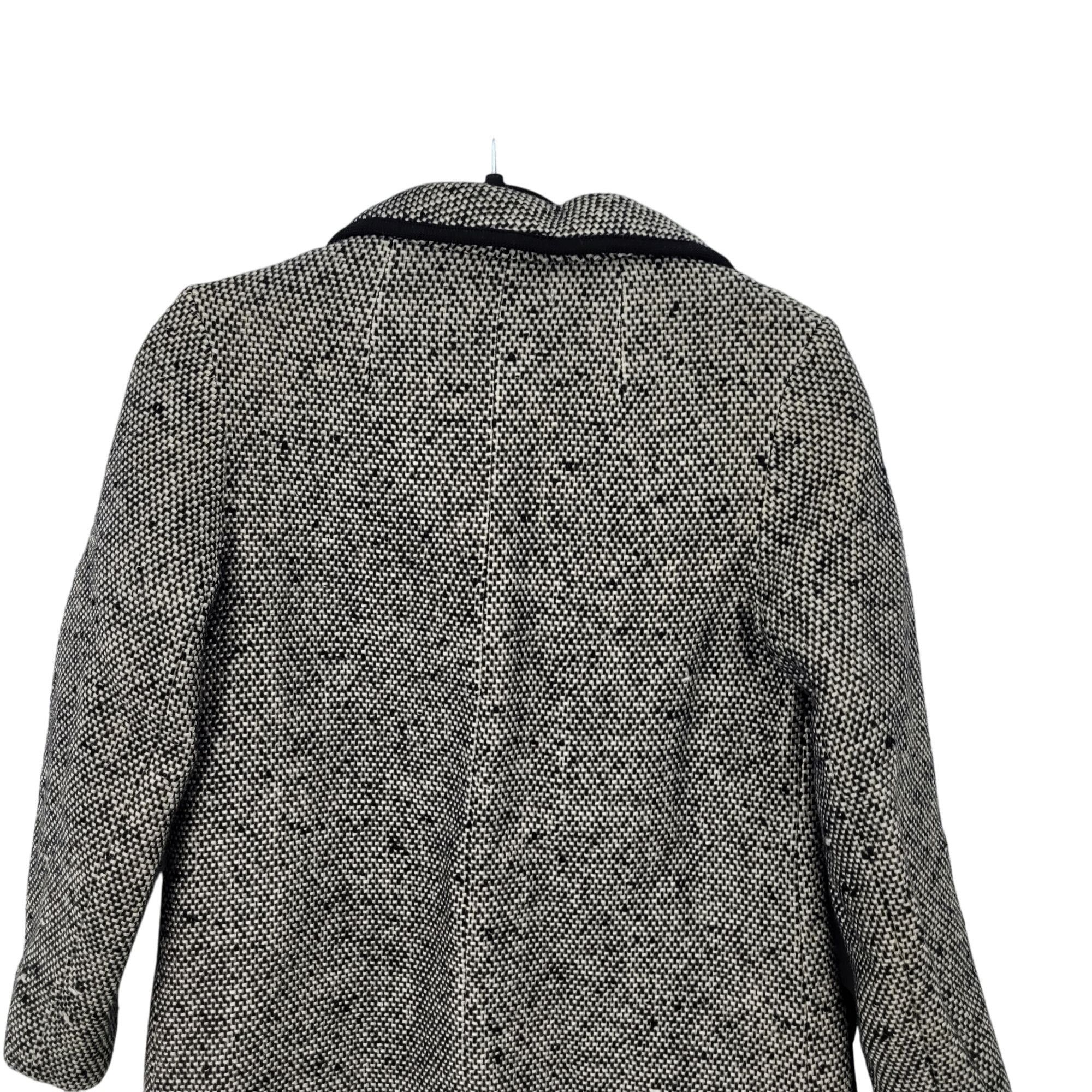 Vintage Vtg 70s Petite Tweed Long Line Coat Sz PS Black White Contra Size S / US 4 / IT 40 - 11 Thumbnail