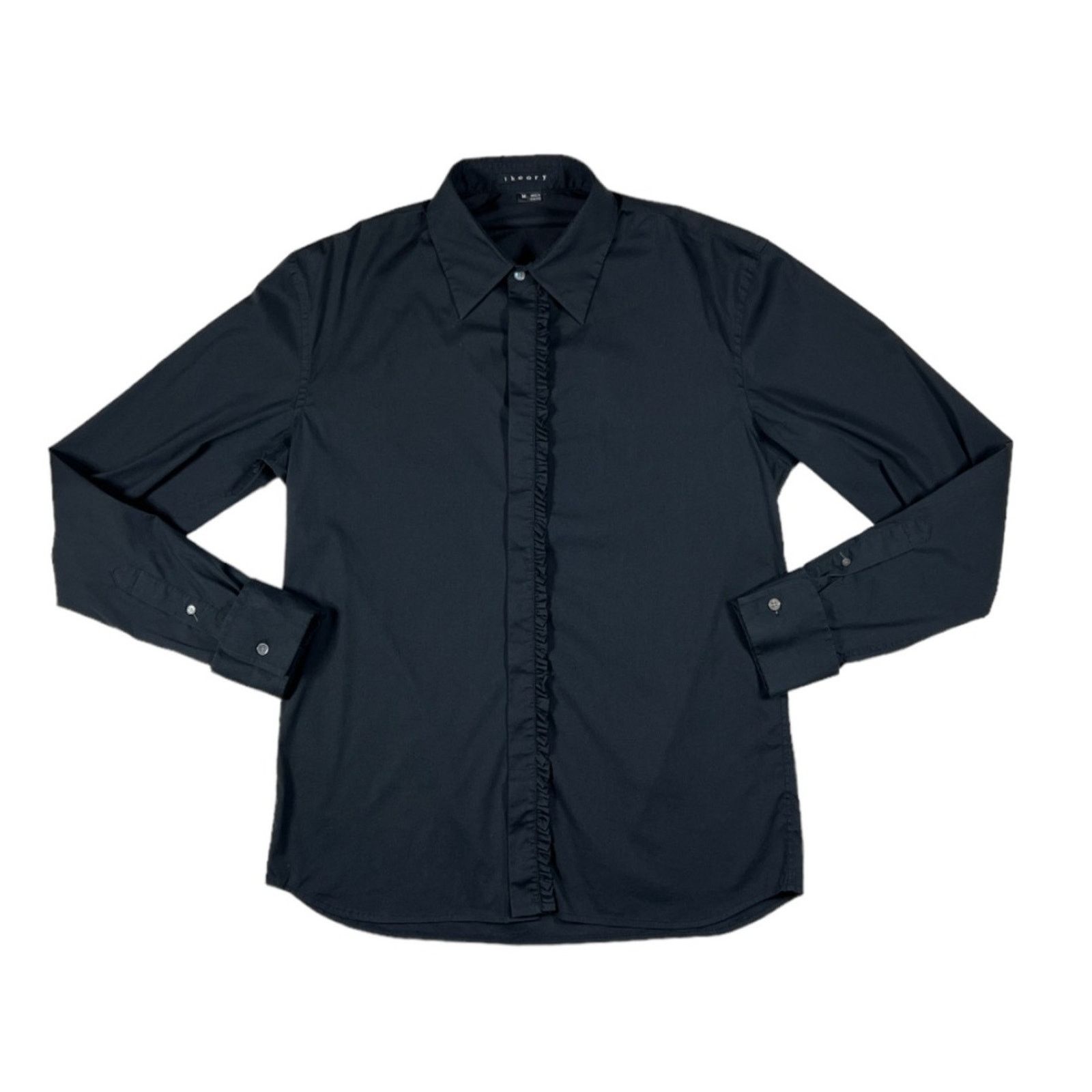 Theory Theory Ruffled Black Long-Sleeve Shirt | Size M Size US M / EU 48-50 / 2 - 1 Thumbnail