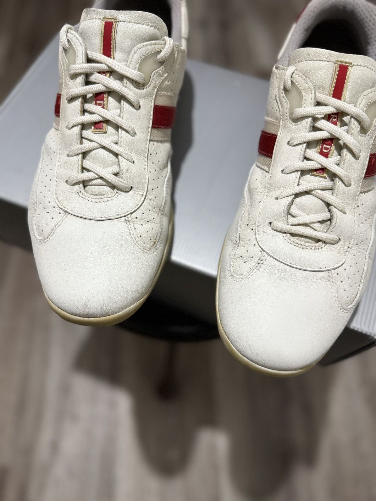 Prada PRADA AMERICAS CUP LEATHER SNEAKERS MEN’S SHOES WHITE 4E1298 Size US 9 / EU 42 - 8 Thumbnail