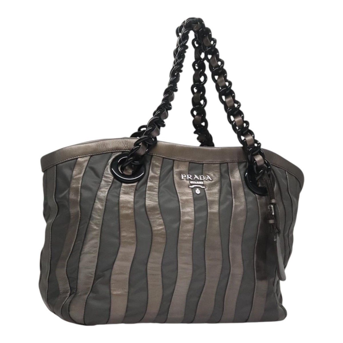 Prada Prada Waves Chain Tote Leather and Tessuto Size ONE SIZE - 1 Thumbnail