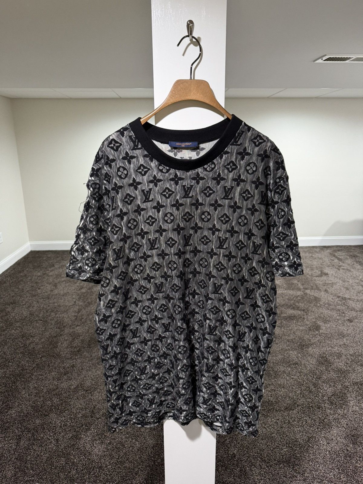 Louis Vuitton Louis Vuitton x Virgil Abloh 2022 Monogram Mesh T-Shirt Size US XXL / EU 58 / 5 - 2 Thumbnail