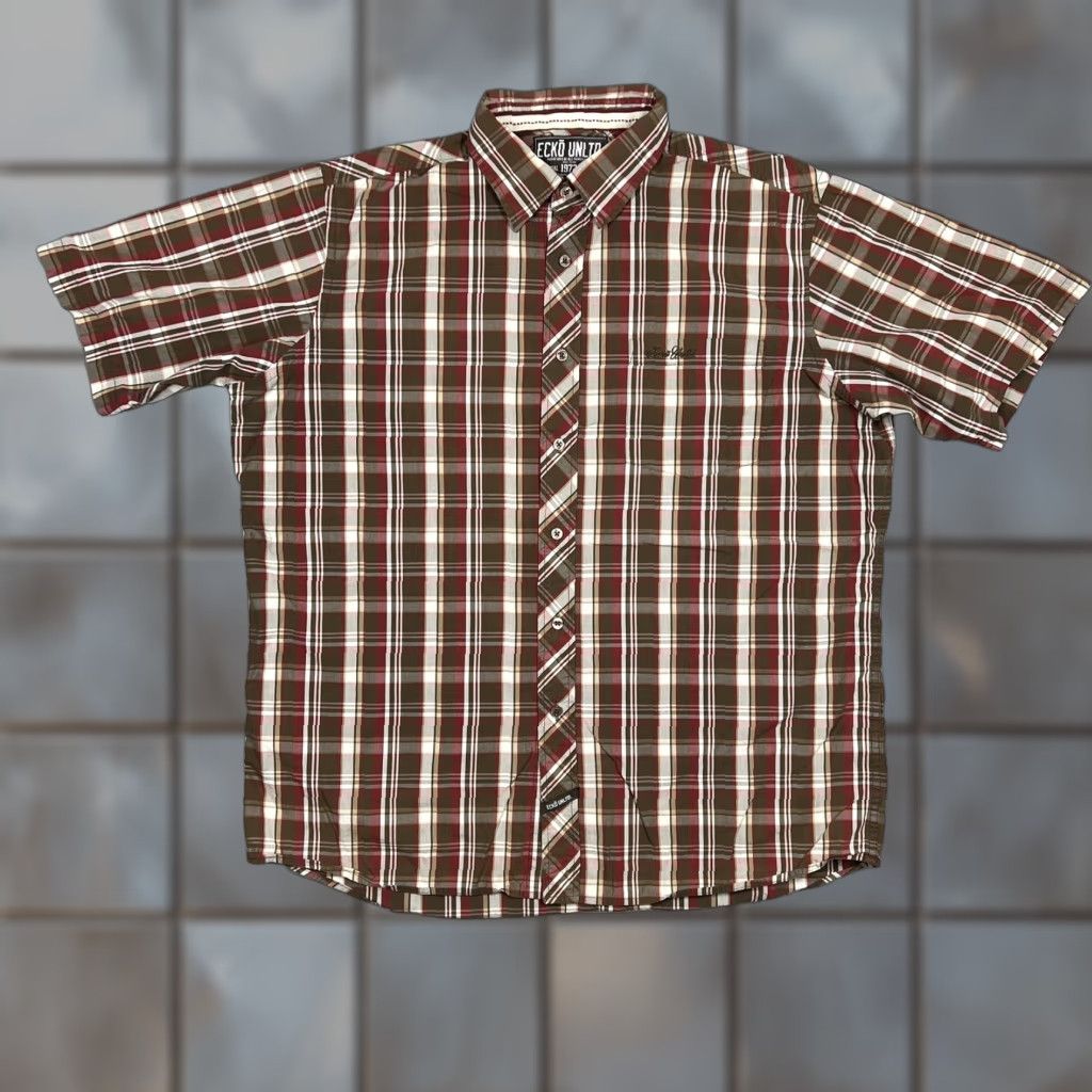 Ecko Unltd. Ecko Unltd. Mens Button-Up Shirt XL Brown Plaid Check - Minor Flaw Size US XL / EU 56 / 4 - 1 Thumbnail