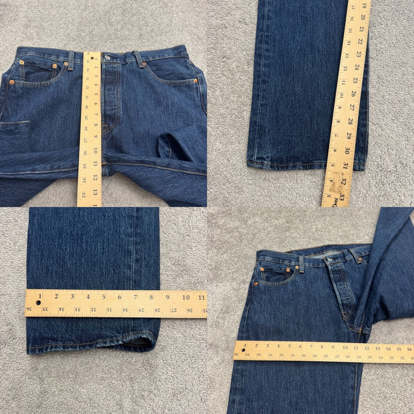 Levi's Levi's 501 Original Fit Straight Jeans Dark Wash 34x32 Navy Blue Denim Button Fly Mens Jeans Regular 501 Series Streetwear Vintage No Size US 33 - 9 Thumbnail