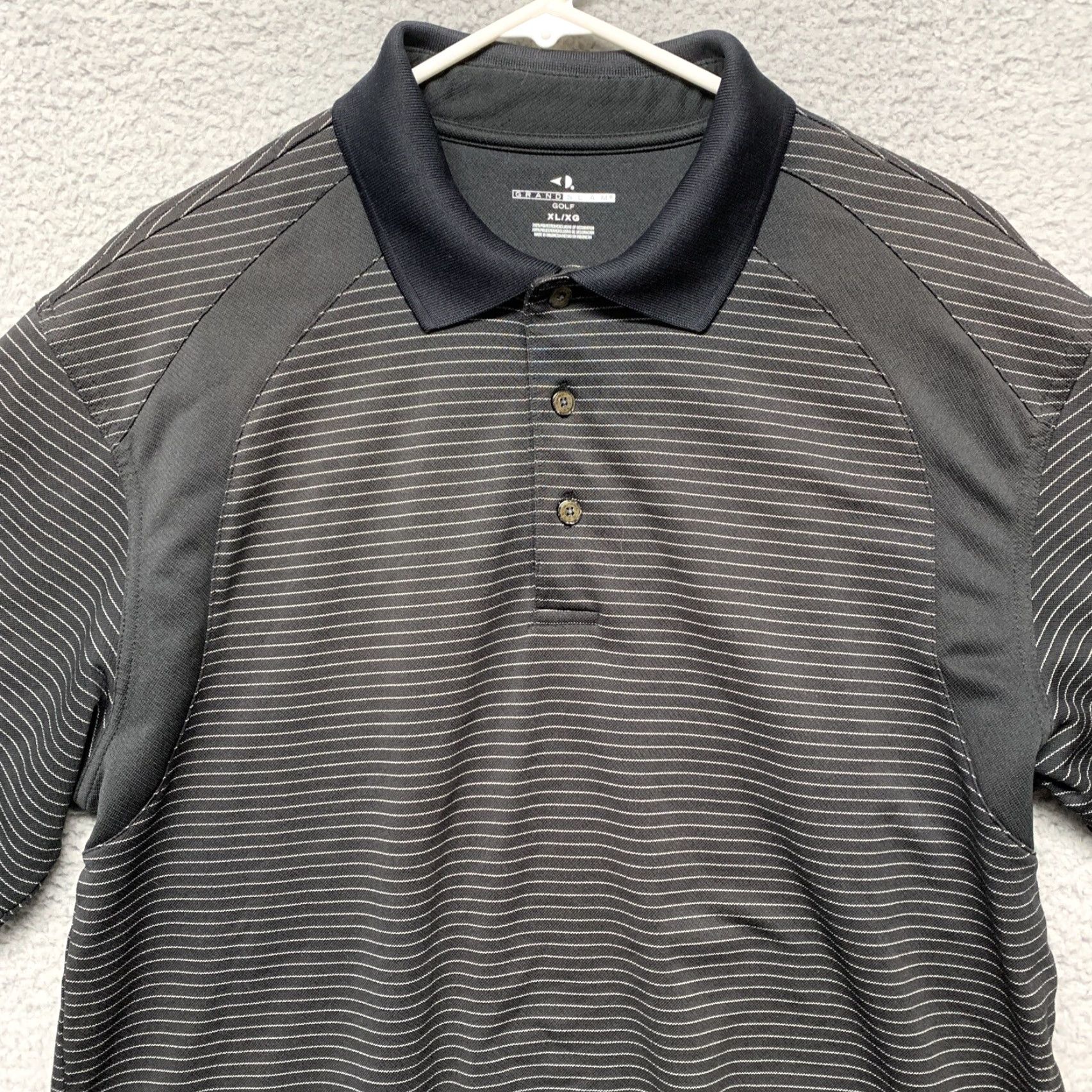 Vintage Grand Slam Polo Shirt Men's XL Black with White Stripe Pattern Shirt X-Large Polo Sports Golf Mens XL Black Stripe Size US XL / EU 56 / 4 - 2 Thumbnail