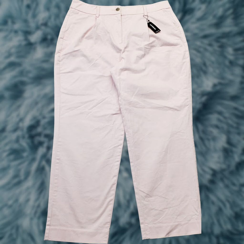 Express Express Womens Pink Pleated Stretch High Rise Straight Leg Pants Size 34" / US 12 / IT 48 - 1 Thumbnail