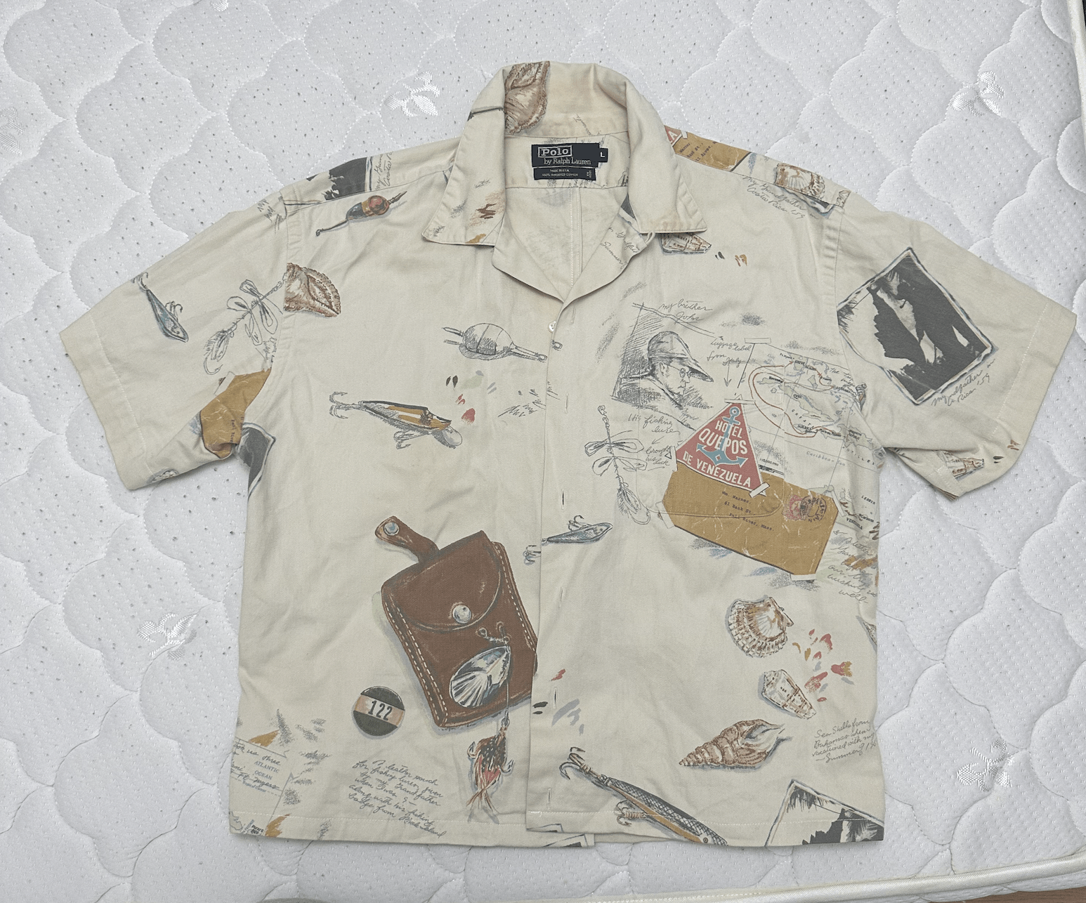 image of Polo Ralph Laurent Print Shirt in Beige, Men's (Size Large)