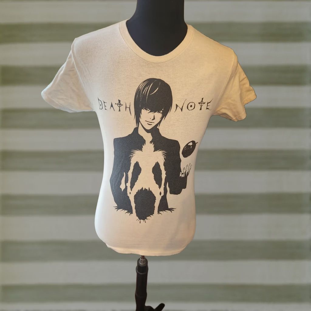 Vintage Death Note T-Shirt White Short Sleeve Mens Small Official Anime Crew Neck Cotton Unisex Adults Regular Fit Size US S / EU 44-46 / 1 - 1 Thumbnail