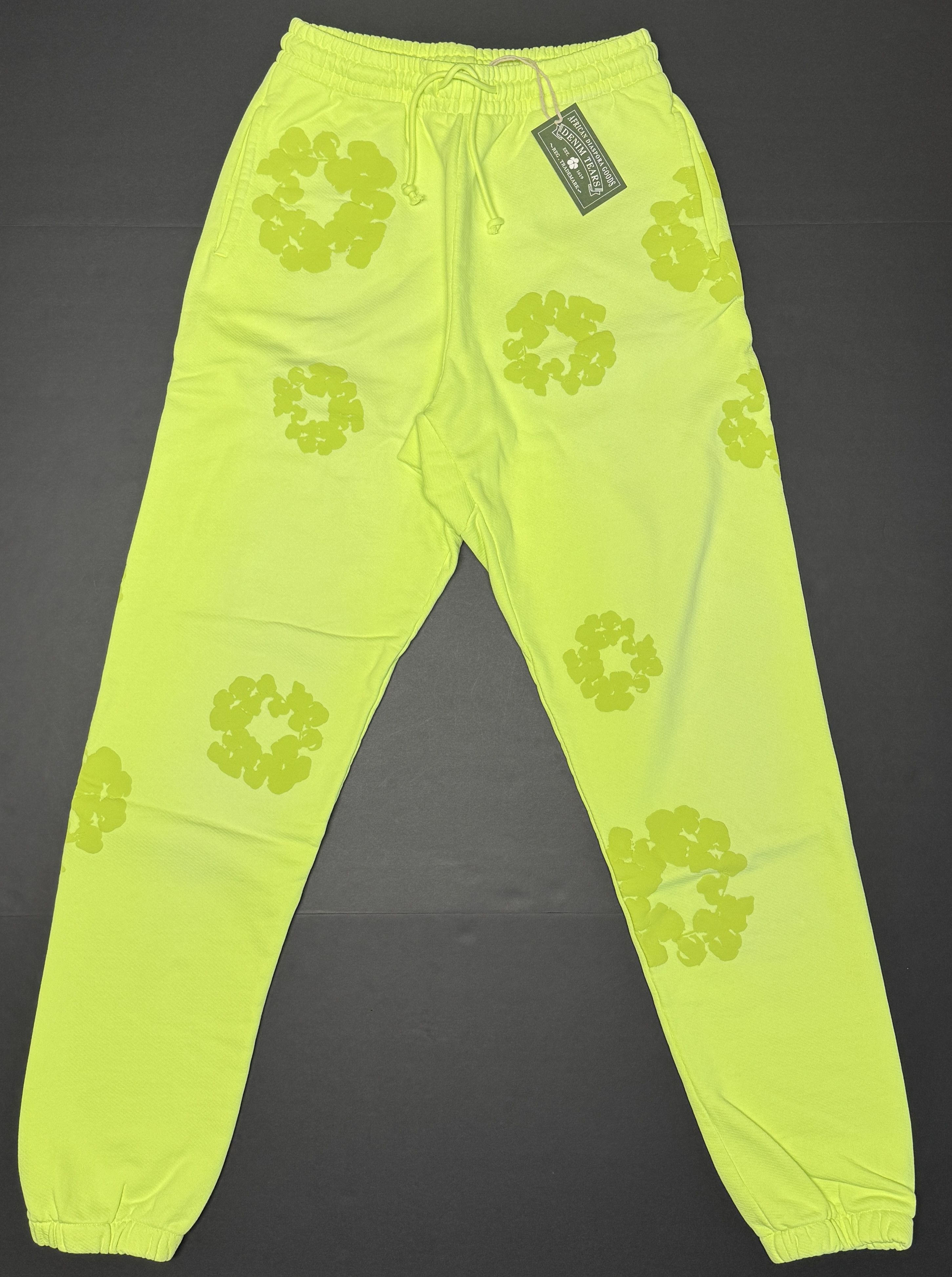 DENIM TEARS Denim Tears Mono Cotton Wreath Sweatpants Neon Green Size US 28 / EU 44 - 1 Thumbnail