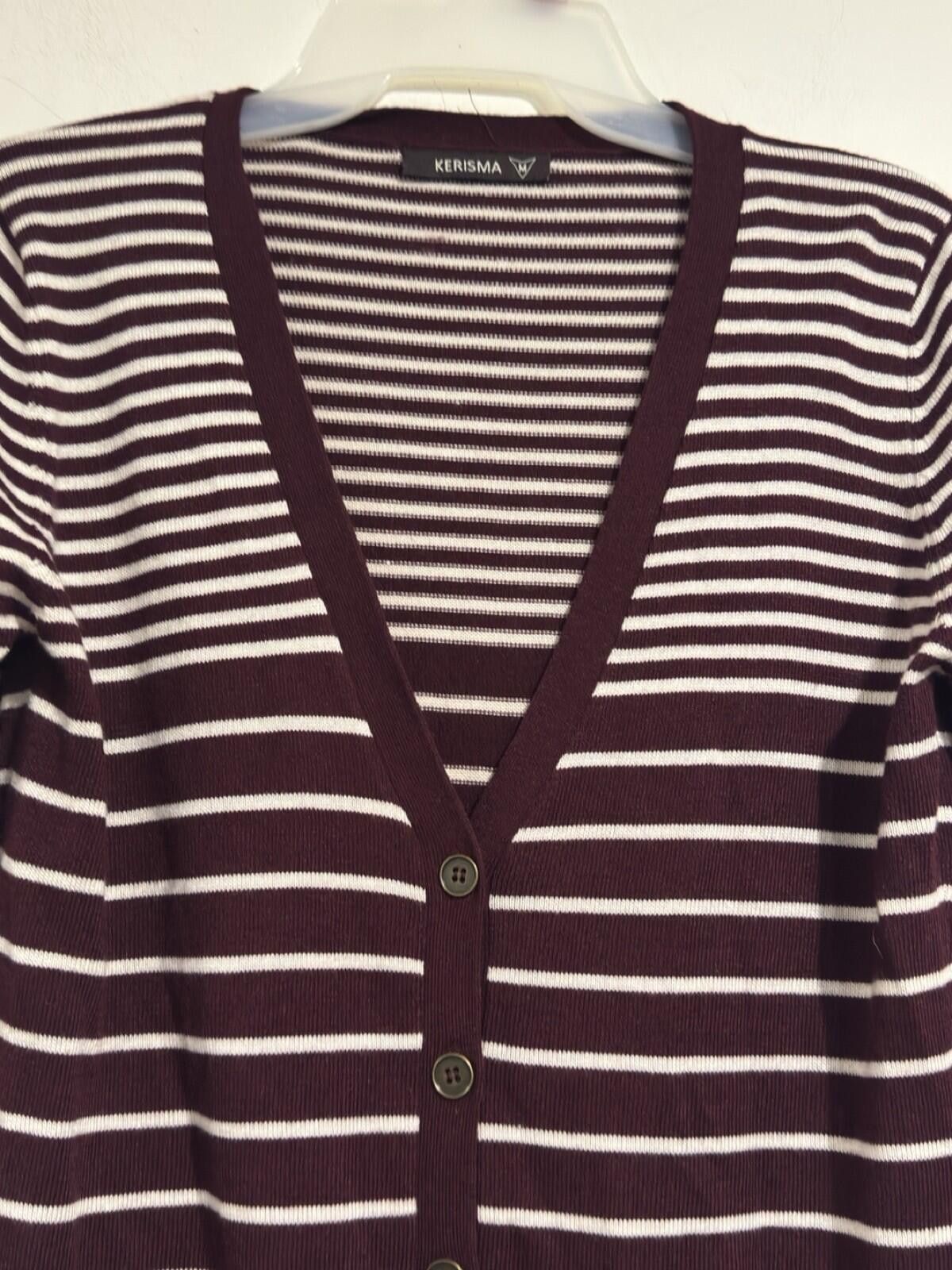 Other Kerisma Burgundy Striped Cardigan V-Neck Button Front Women Size M / US 6-8 / IT 42-44 - 7 Thumbnail