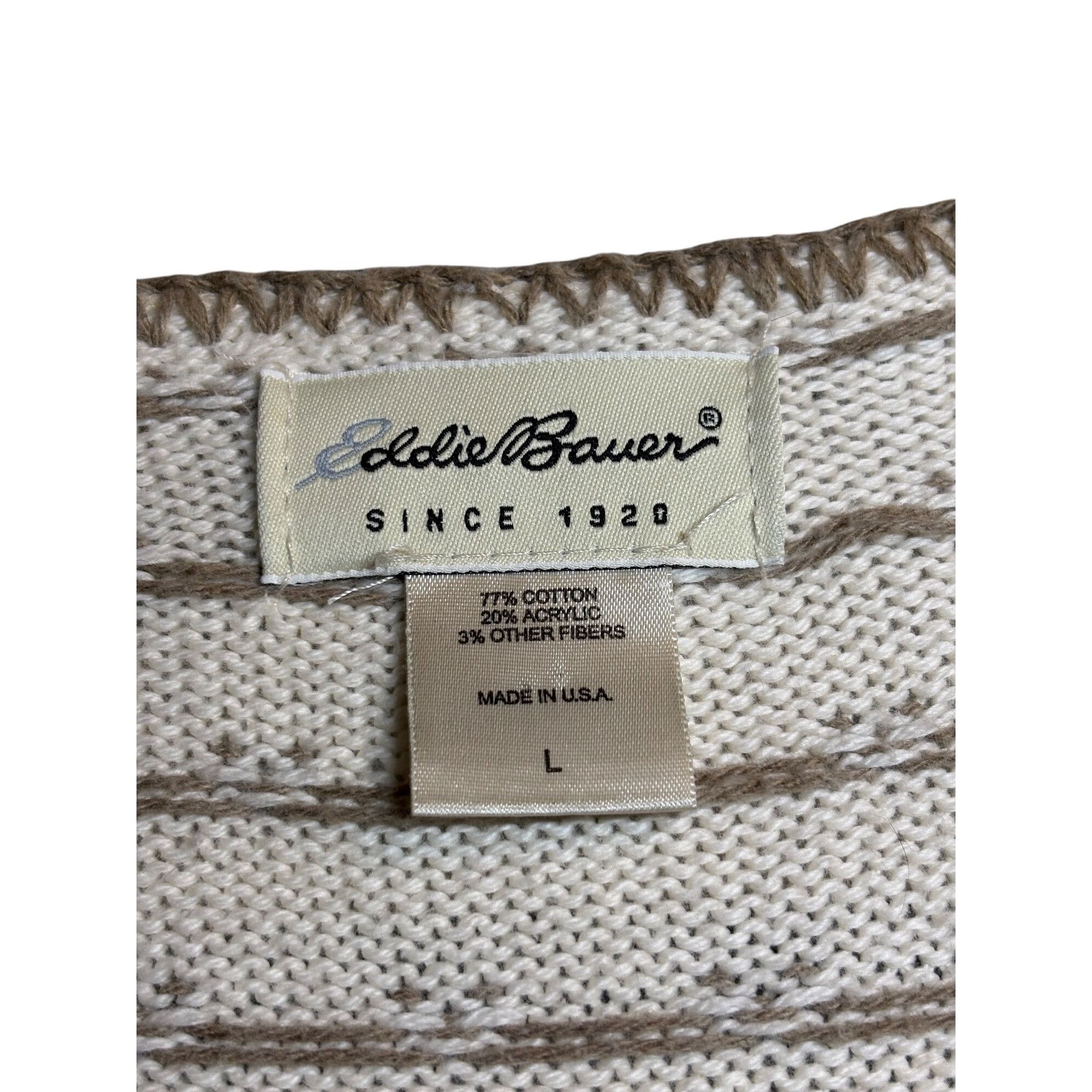 Eddie Bauer Eddie Bauer Women Fair Isle Cardigan Sweater Beige Brown L Q Size L / US 10 / IT 46 - 3 Thumbnail