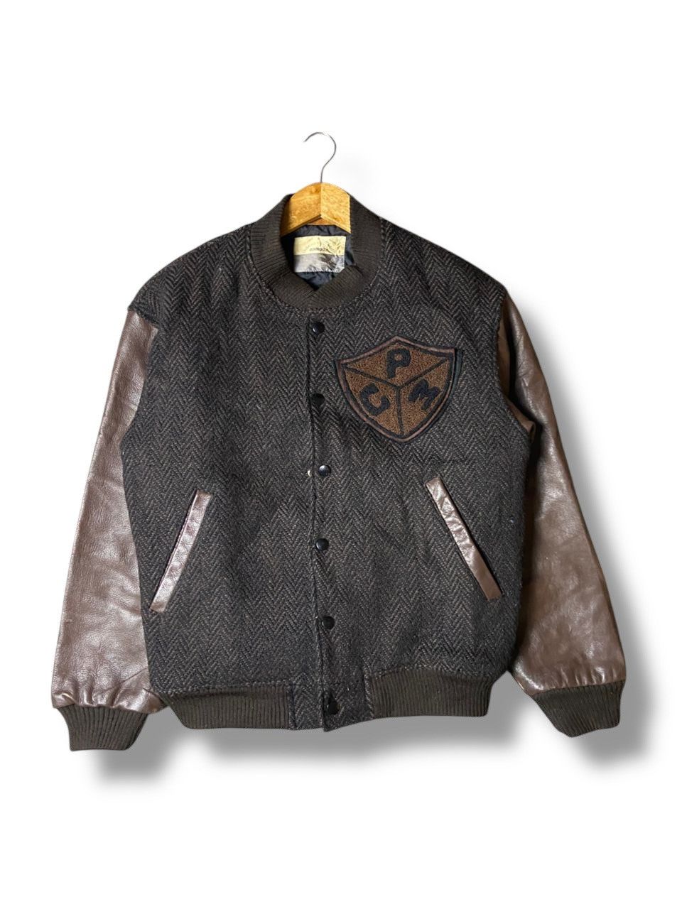 Japanese Brand × Leather × Vintage CAMPUX Brand Cowhide Leather Varsity Jacket (130) Size US XS / EU 42 / 0 - 1 Thumbnail