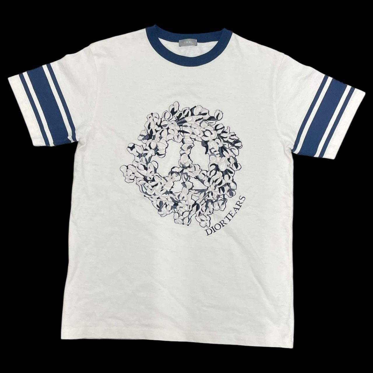 Dior Tears White Cotton Wreath Embroidered Shirt Sz S