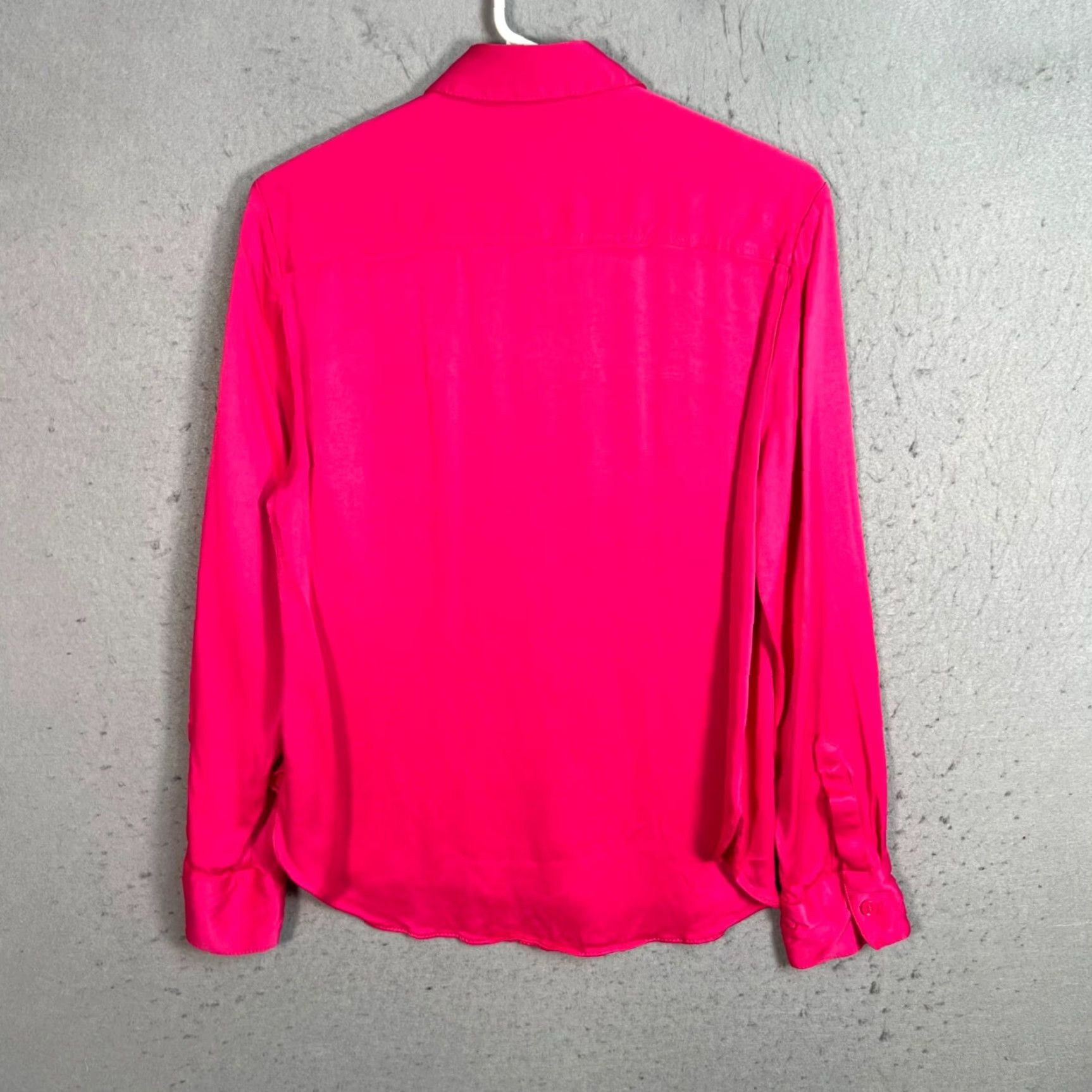 Zara Zara Womens Medium Hot Pink Button-Up Collared Shirt Long Sleeves Lightweight Size M / US 6-8 / IT 42-44 - 2 Thumbnail