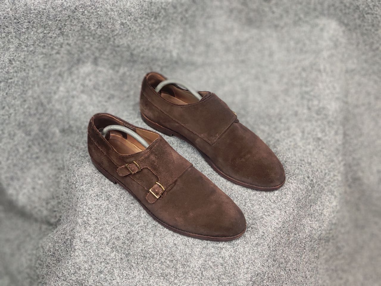 Vintage Gordon Bros Design Brown suede monk shoes with two straps Size US 12 / EU 45 - 4 Thumbnail