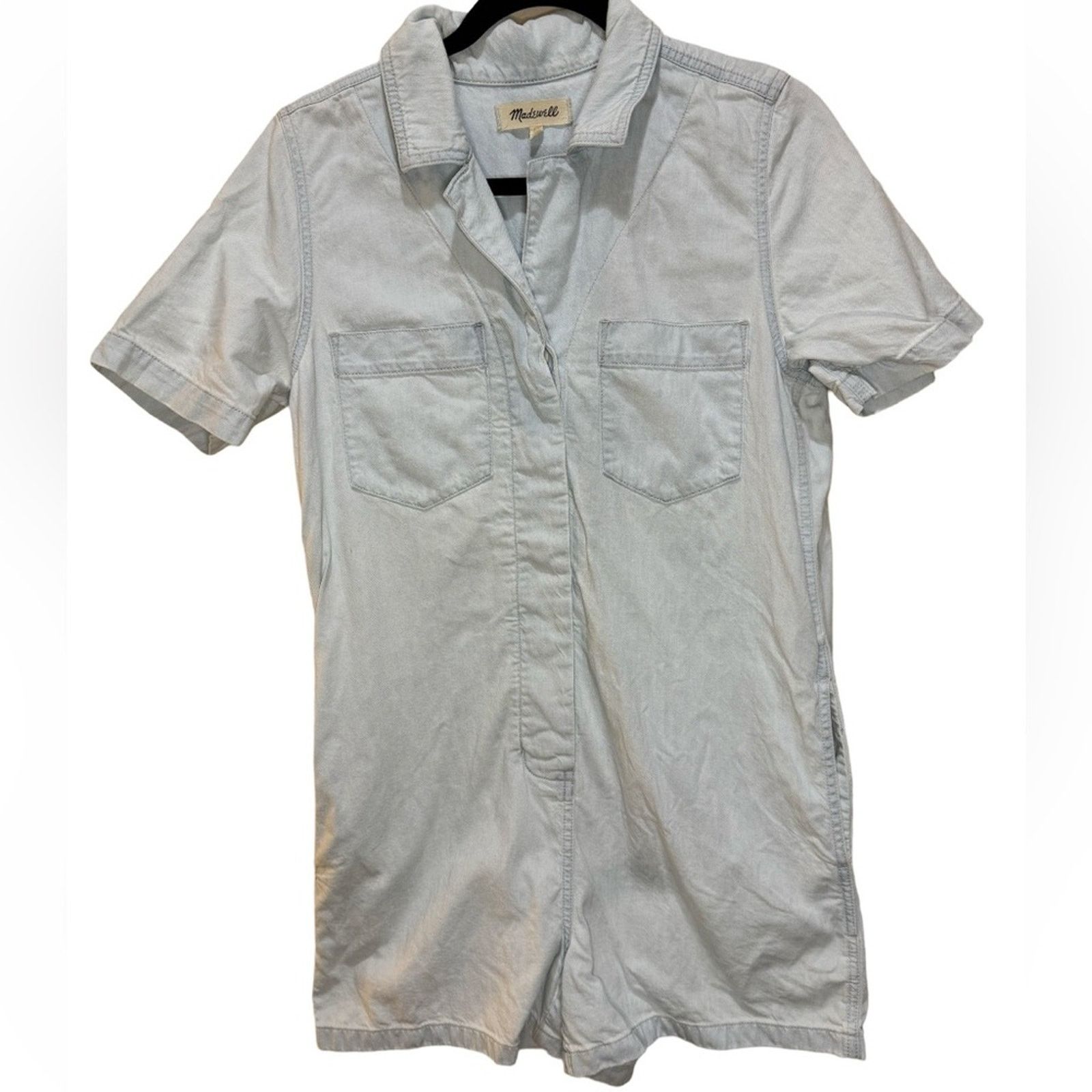 Madewell Madewell Denim Relaxed Coverall Romper - Castleton Wash Size 26" / US 2 / IT 38 - 5 Thumbnail