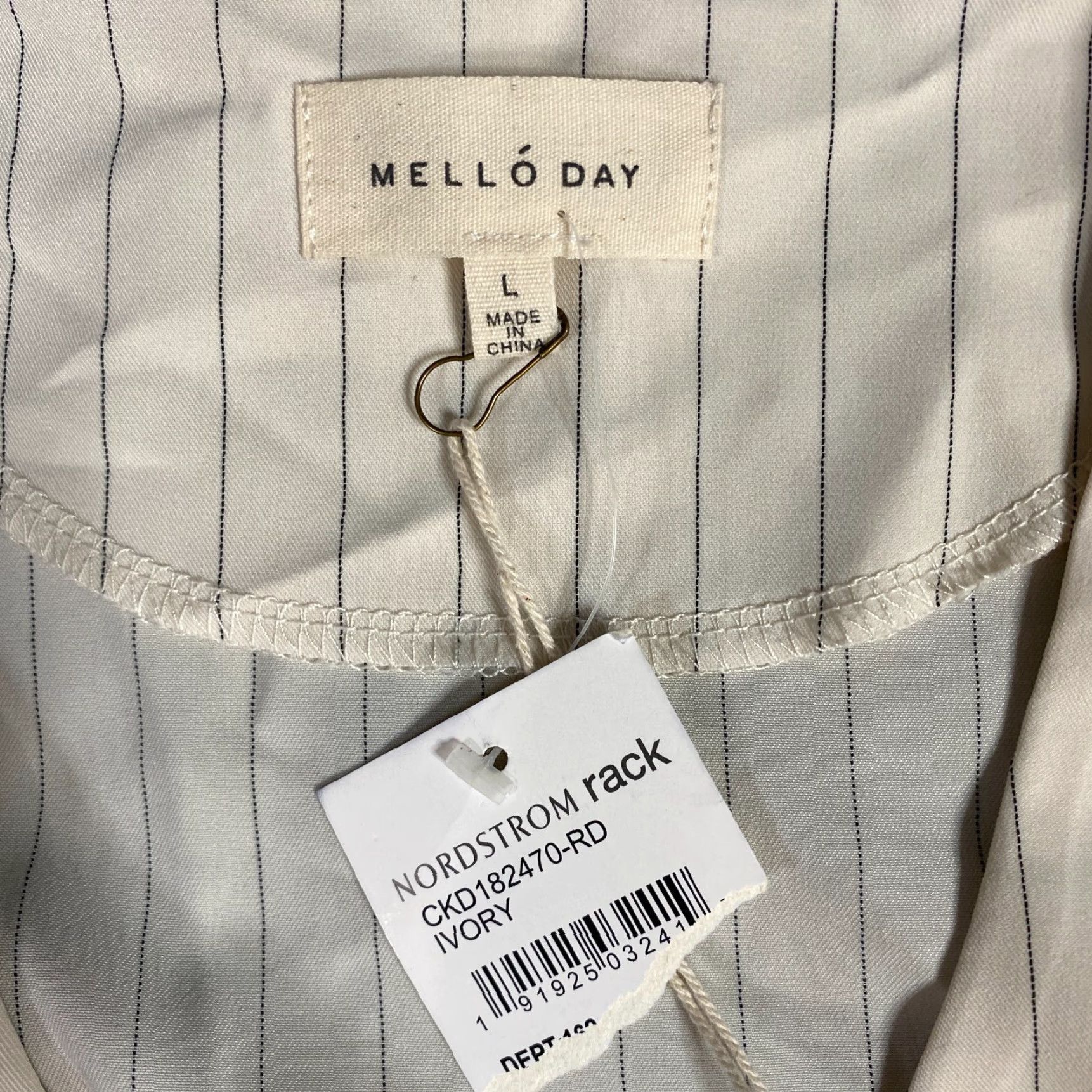 Vintage Mello Day Romper Womens L Beige Striped Button Front Pockets Belted NEW Size 36" / US 14 / IT 50 - 2 Thumbnail