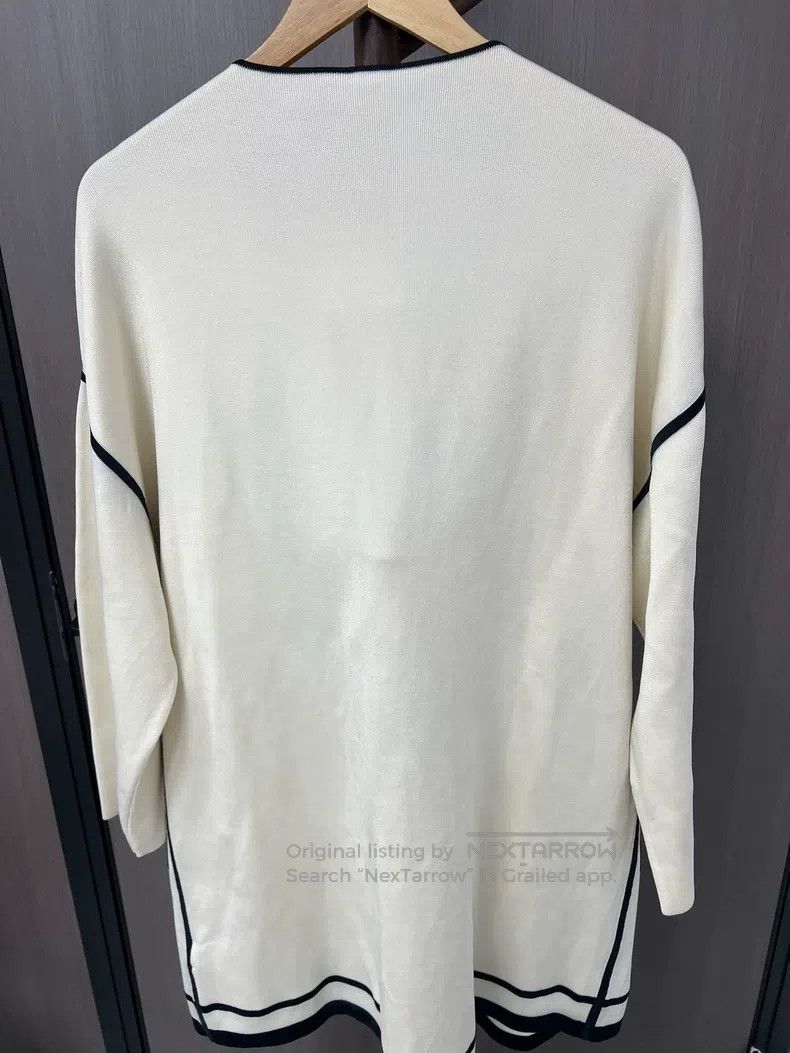 Hermes Hermes White and Black Knit Open Cardigan, 44% Silk + 56% Size XS / US 0-2 / IT 36-38 - 2 Thumbnail