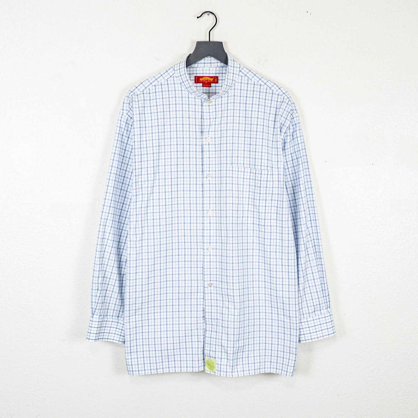 Shanghai Tang Shanghai Tang Blue check Mandarin Collar button down XL Size US XL / EU 56 / 4 - 2 Thumbnail