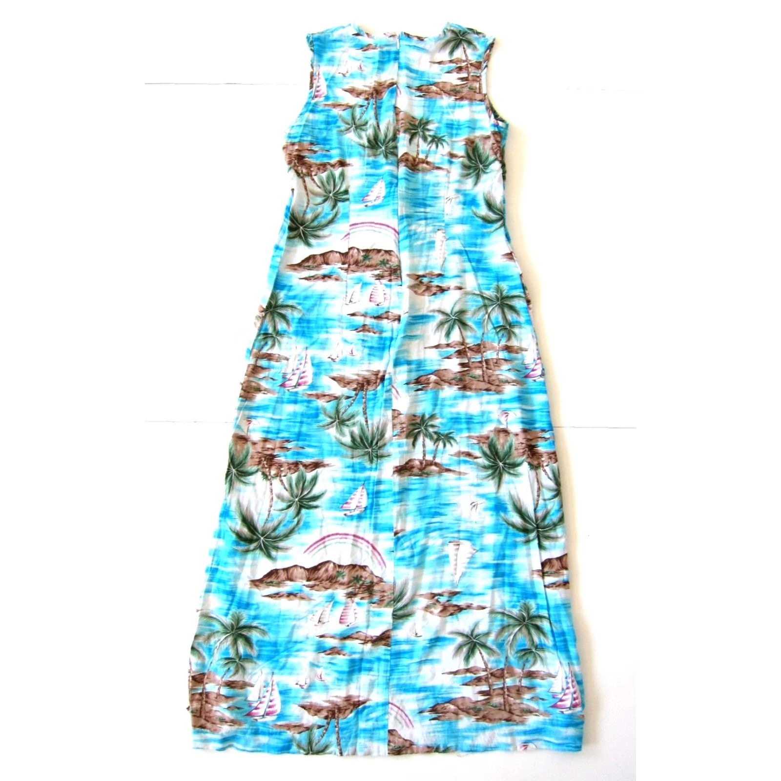 Evan Picone VINTAGE Evan-Picone Maxi Dress Tank Floral Hawaiian Blue Rayon 10 Women's Size L / US 10 / IT 46 - 2 Thumbnail