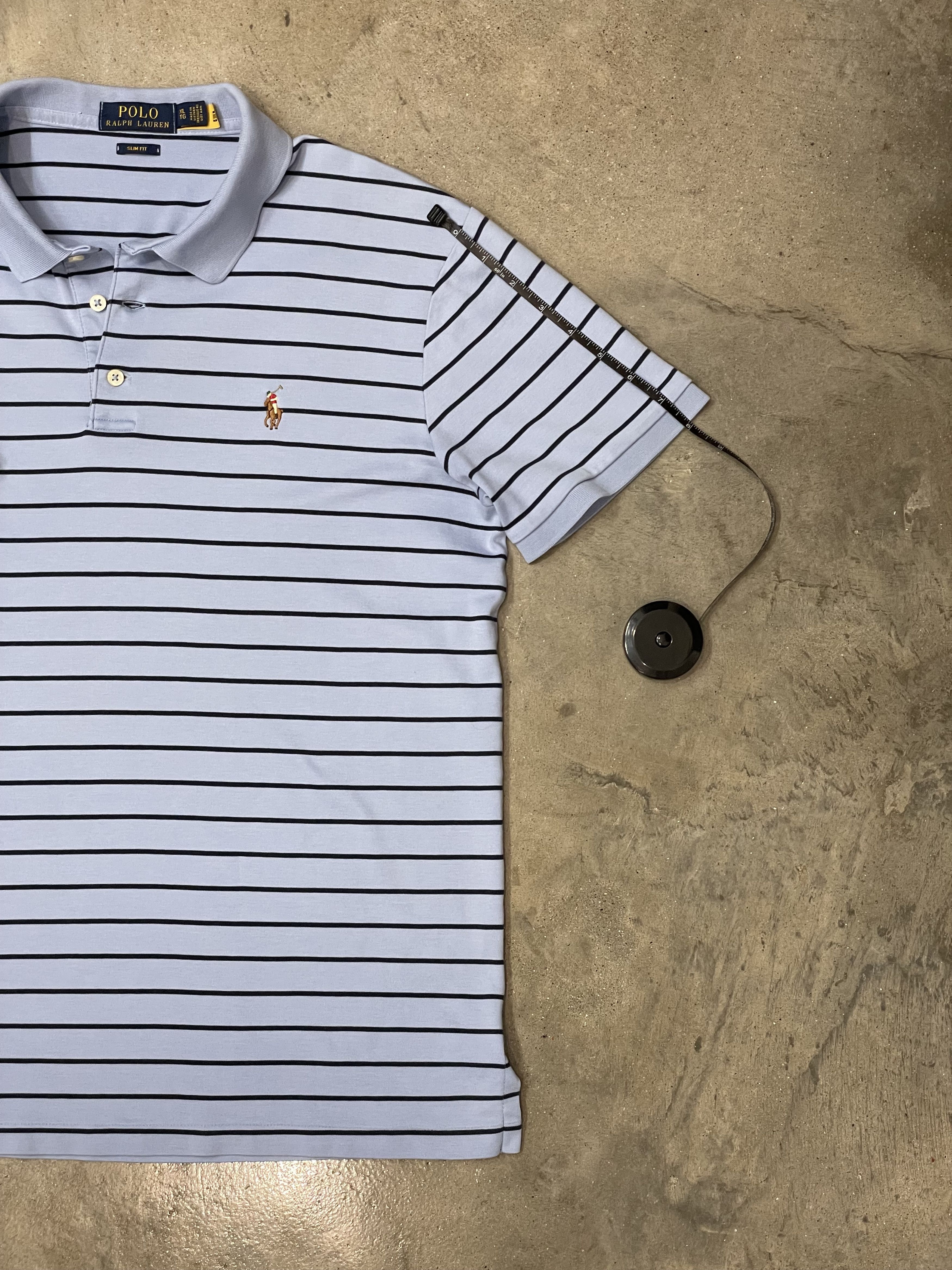 Polo Ralph Lauren Polo Ralph Lauren Slim Fit Blue Striped Polo Large Size US XL / EU 56 / 4 - 9 Thumbnail