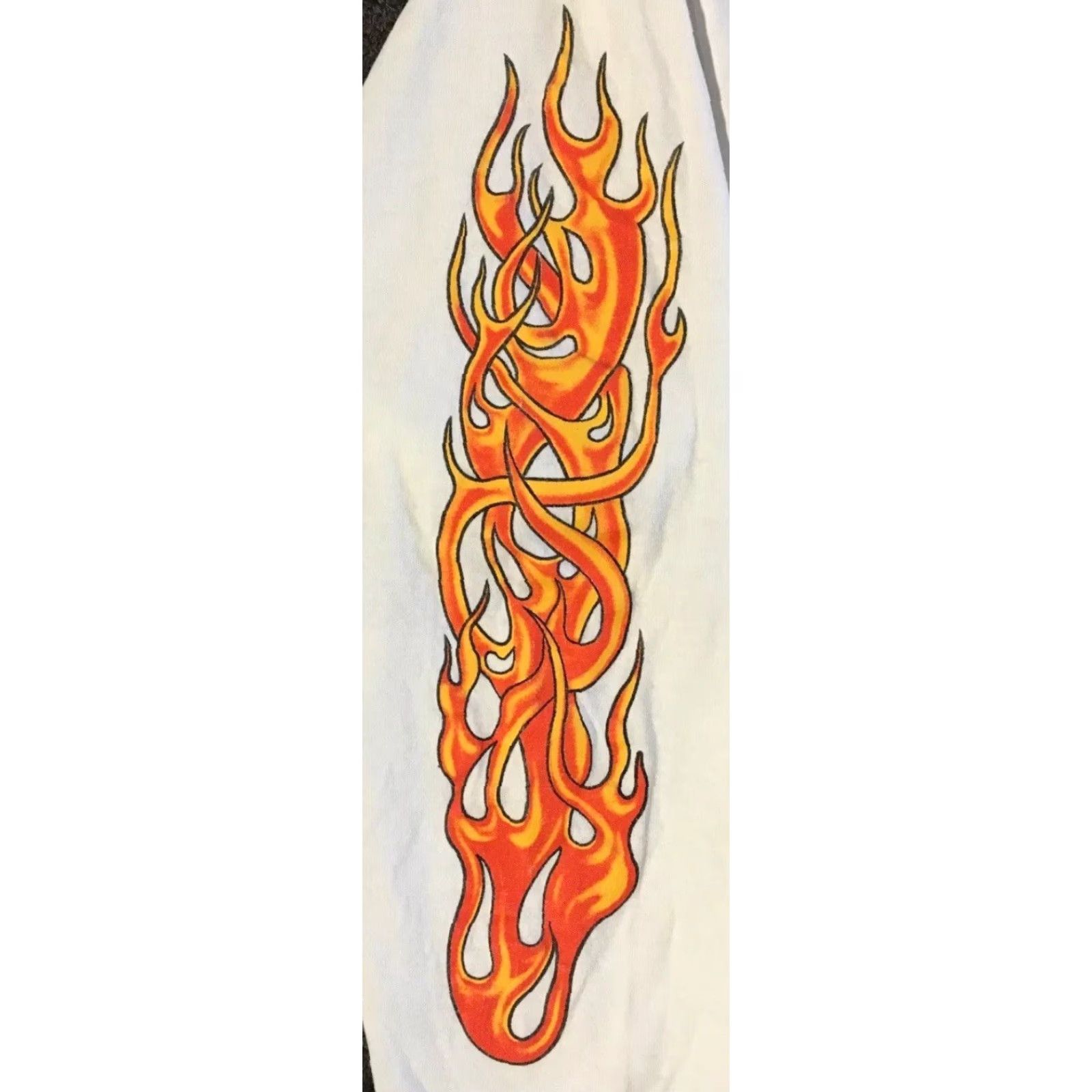 JNCO VINTAGE Thrashed Faded Flame Shirt S Mens Shirt Long Sleeve White 80s 90s Jnco Harley Skate Punk Rock Fire Thrashed Size US S / EU 44-46 / 1 - 4 Thumbnail